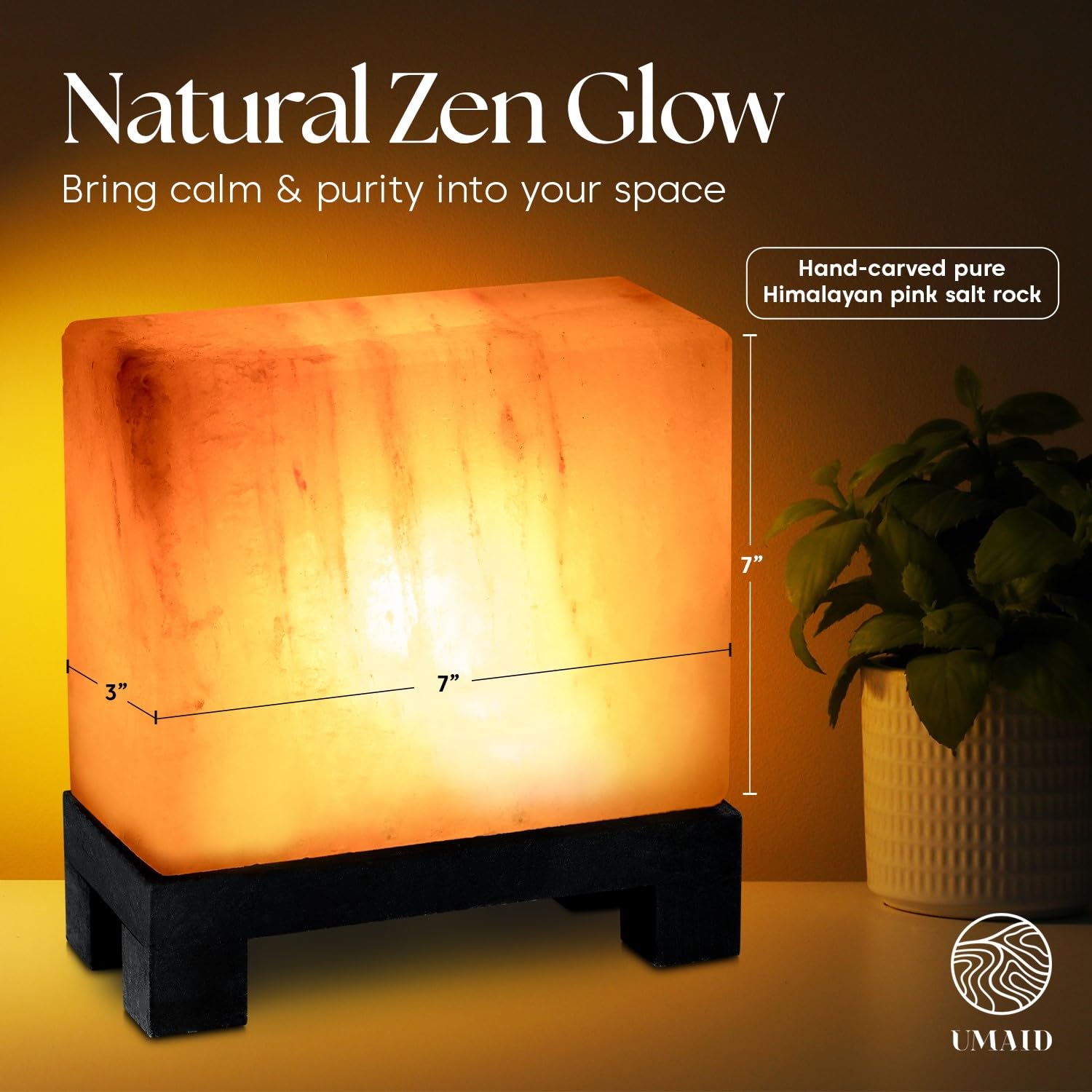 UMAID Himalayan Salt Lamp Bowl with 6 Himalayan Salt Massage Stones, Dimmable Pink Rock Salt Lamp for Bedroom, Office Desk & Meditation Room, Spa Decor, Relaxation Home Decor Gifts for Men & Women