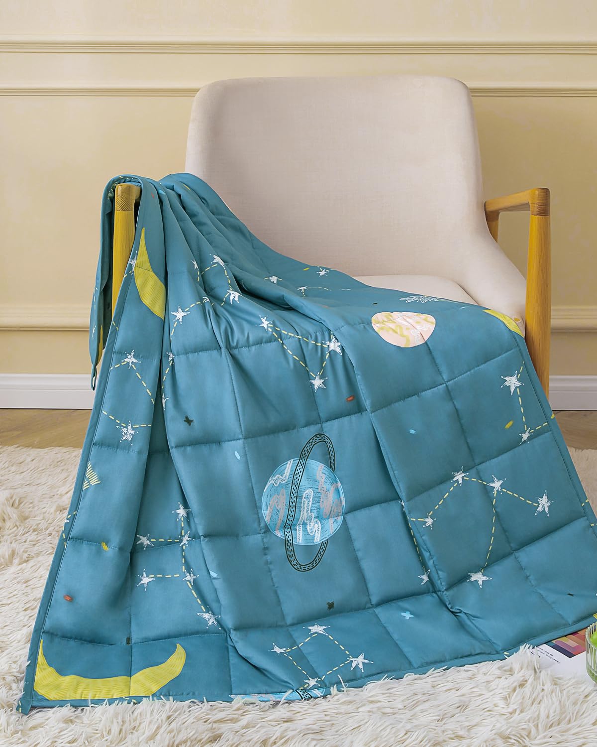 Sivio Weighted Blanket - All-Natural 100% Cotton Weighted Blanket 5 lbs 36 x 48 inches, Washable Breathable Heavy Blanket for Calm Sleeping for Home and School Nap, Blue Dinosaur
