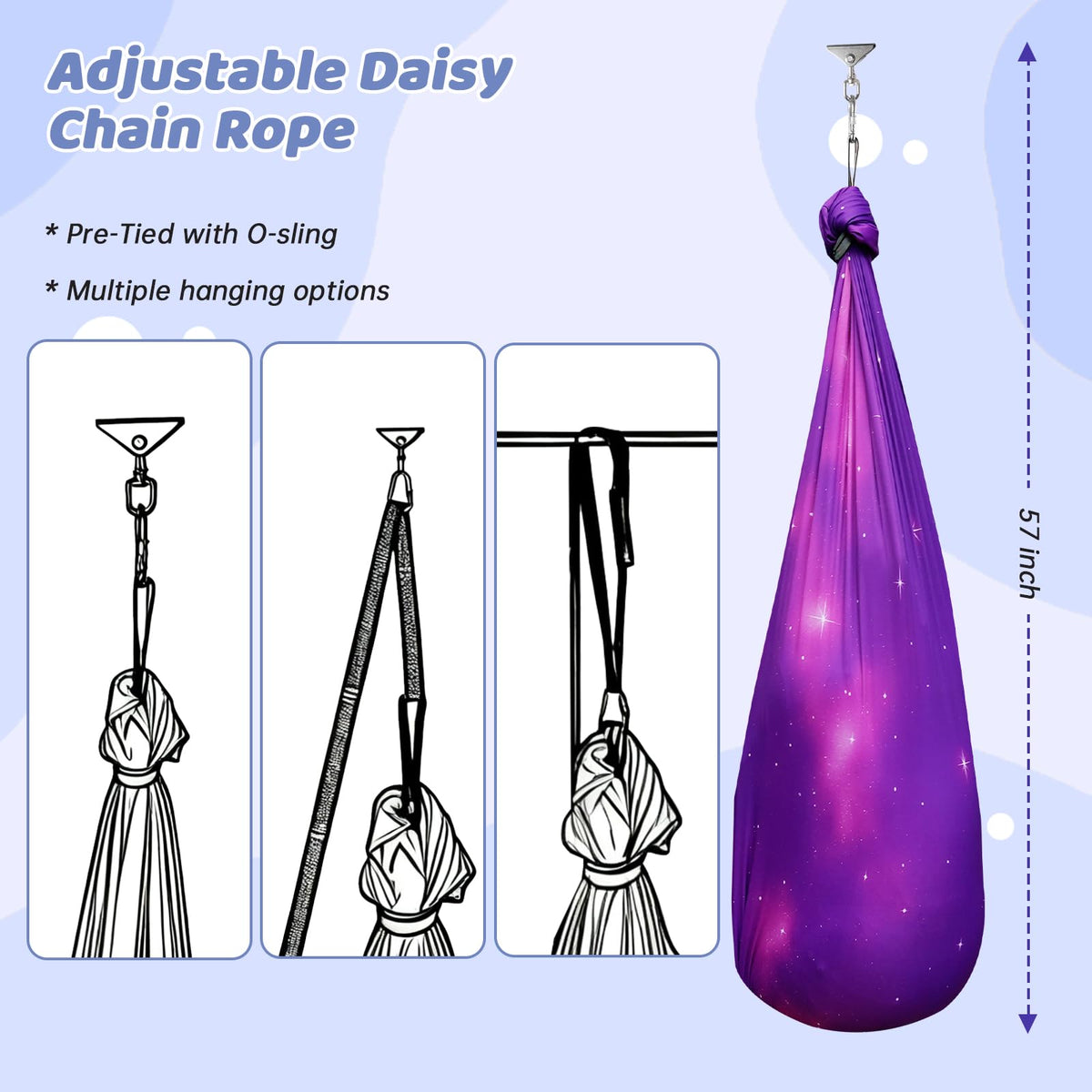 Aokitec Sensory Swing for Kids with Special Needs, Indoor Kids Swing Cuddle Hammock Chair Adjustable Aerial Swing for Children with Autism, ADHD, Asperger, Sensory Integration(Blue)