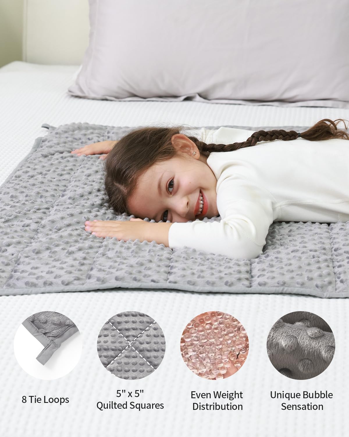 Mr. Sandman Weighted Blanket for Adults Queen Size 15 lbs, Soft Cooling Heavy Minky Blanket for Sleep, Washable Throw Blanket with Glass Beads, 60 x 80 Inches, Grey