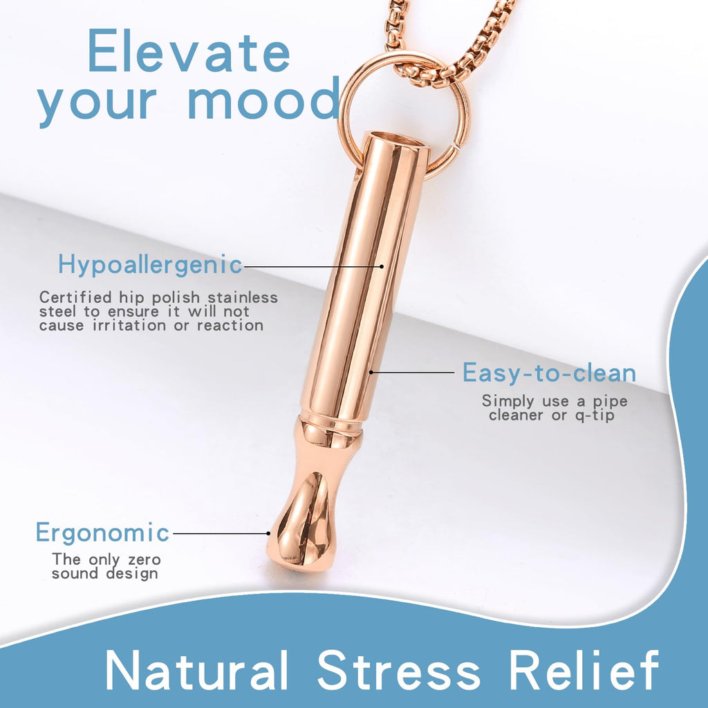Mindfulness Breathing Necklace Stress Relief Pendant | Stainless Steel, Anxiety Breathe, Stop Smoking Necklace for Women Men