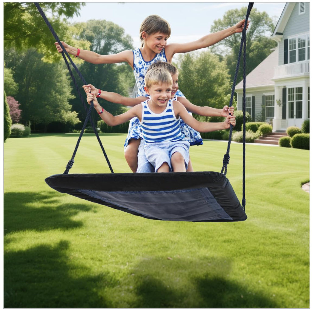 Trekassy 60" Extra Large Rectangle Tree Swing - Heavy Duty 700lb Capacity, Waterproof Platform for Kids & Adults with Complete Installation Kit & 2 Tree Straps (Beige)