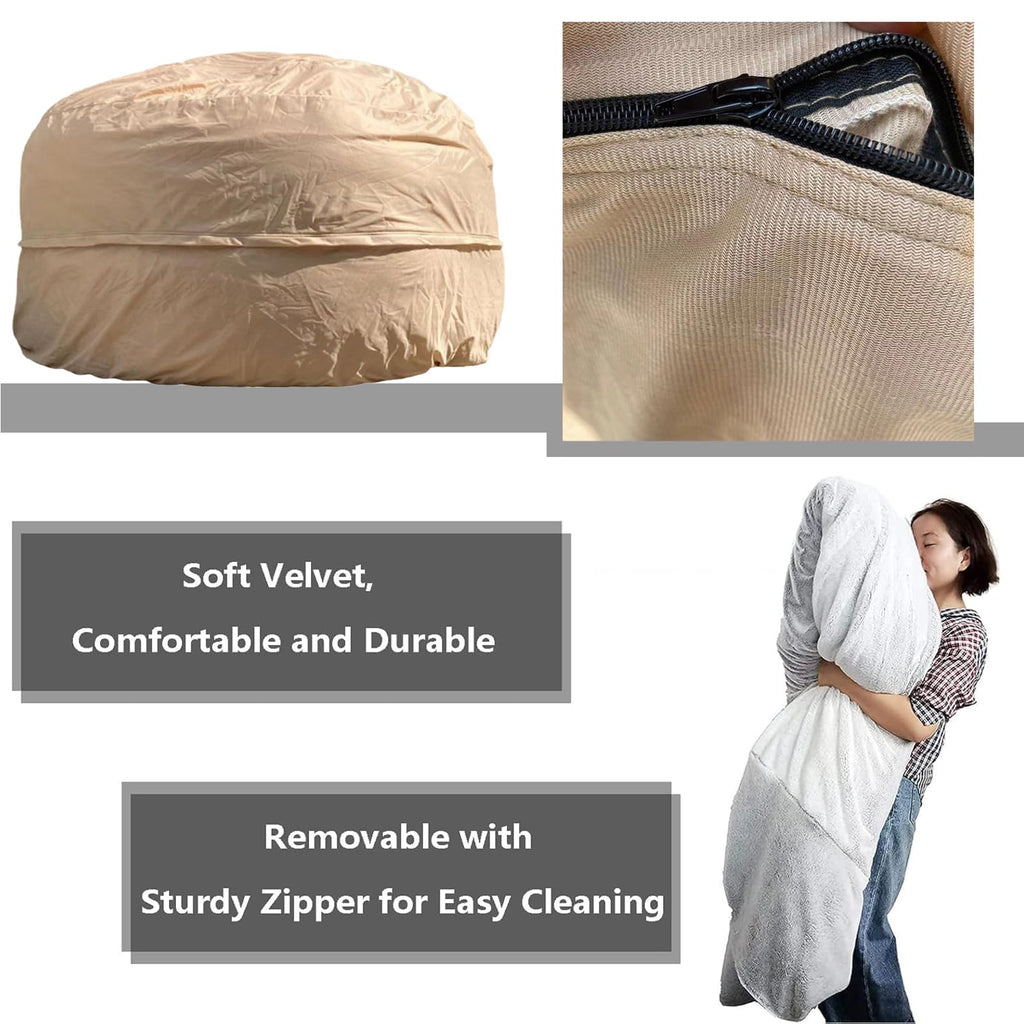 HDMLDP Bean Bag Chair for Adults Kids Without Filling Comfy Fluffy Giant Round Beanbag Lazy Sofa Cover for Reading Chair Floor Chair, 6FT, Grey
