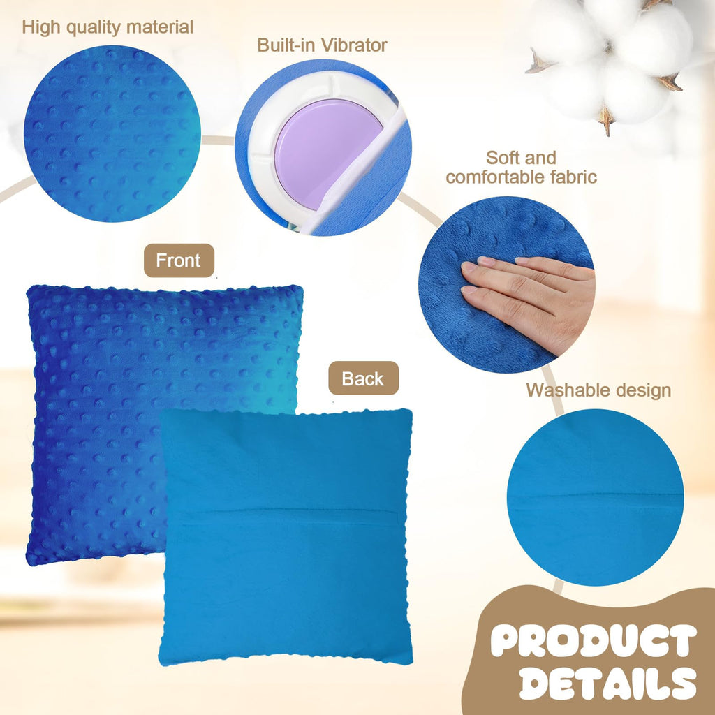 Kigley 2 Pack Vibrating Pillow Sensory Pillow for Kids Adults Pressure Activated 12 x 12 Massage with Textured Stimulation Bumps for Relieve Pain Stress Autistic Gifts for Home Travel(Violet, Teal)