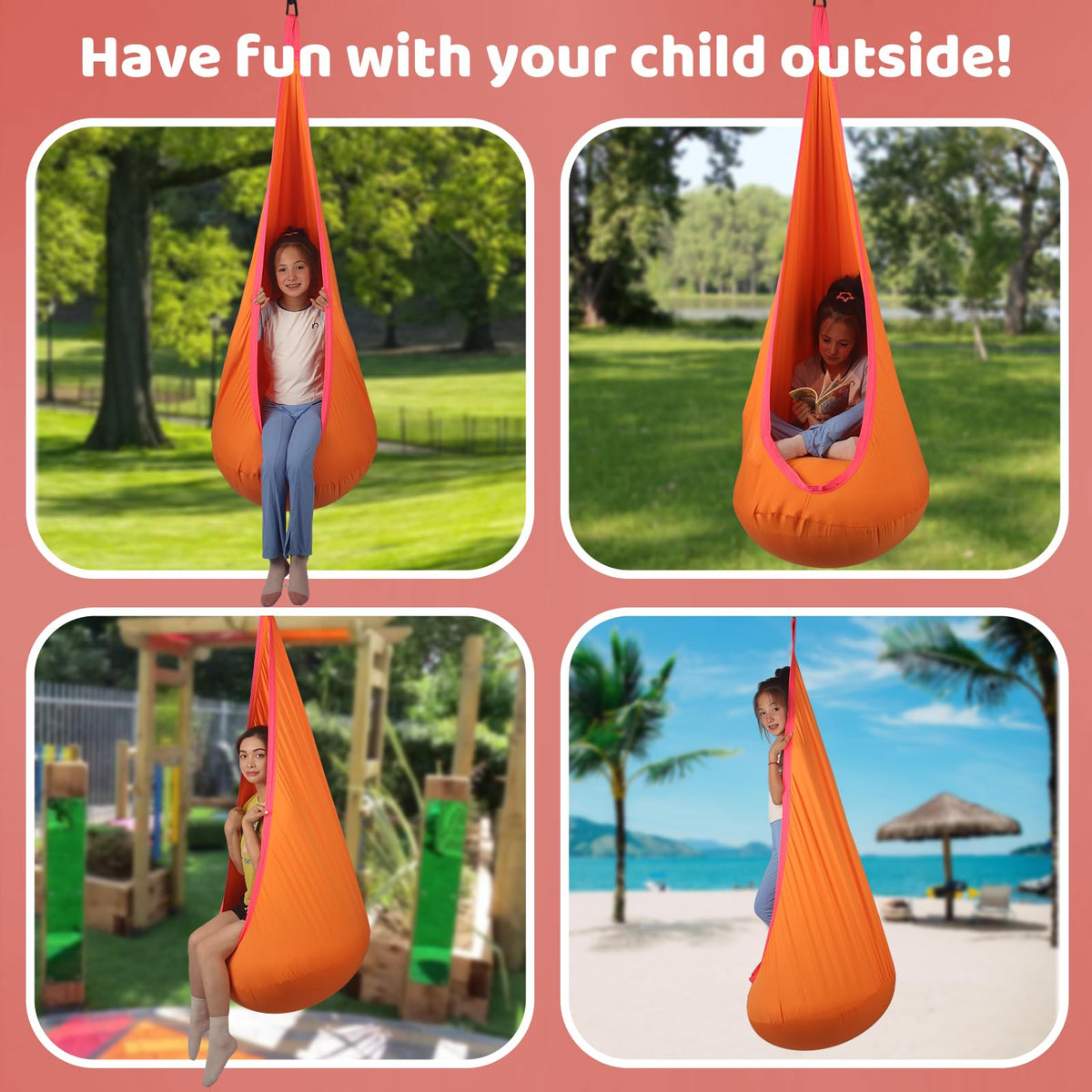 Sensory Pod Swing for Kids | Hammock Chair Seat, Inflatable Cushion, Includes Hardware Hanger Kit for Aspergers Autism ADHD