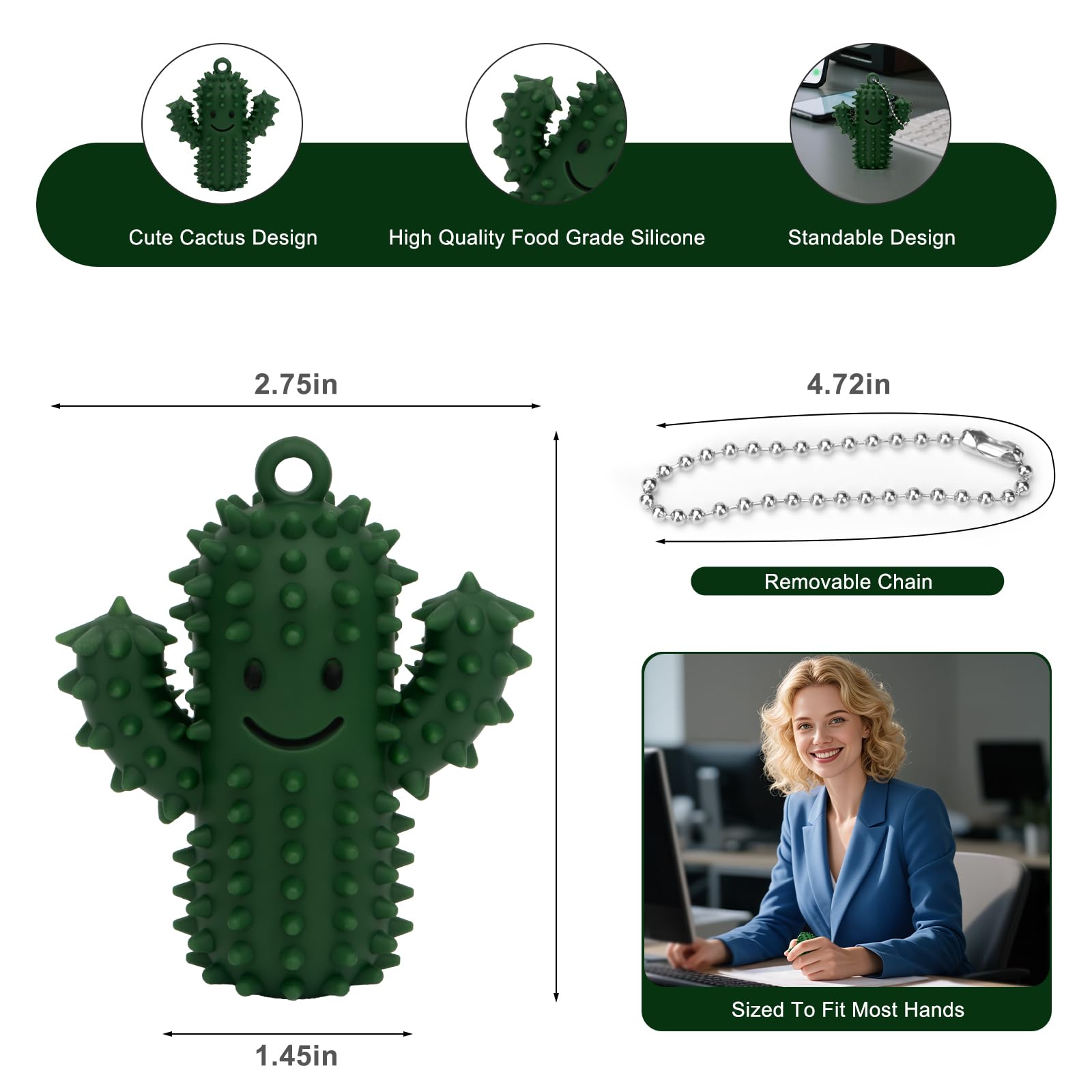 2Pcs Little Ouchies Pain Fidget, Silicone Cactus Pain Stim Fidget Toy for Adults, Little Ouchies Grippie Spiky Stim Tool Keychain for Hard Spiky Sensory Toys Anxiety Relief Fun Gifts, Black