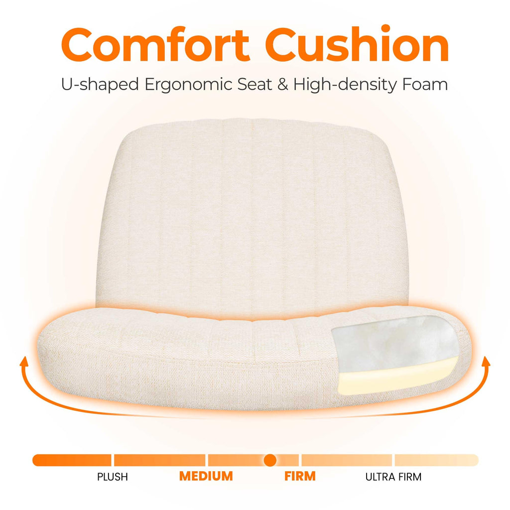 NEO CHAIR Criss Cross Chair with Wheels Home Office Cross Legged Armless Chairs Adjustable Computer Desk Wide Seat for Bedroom Vanity Comfy Swivel (Teddy White)