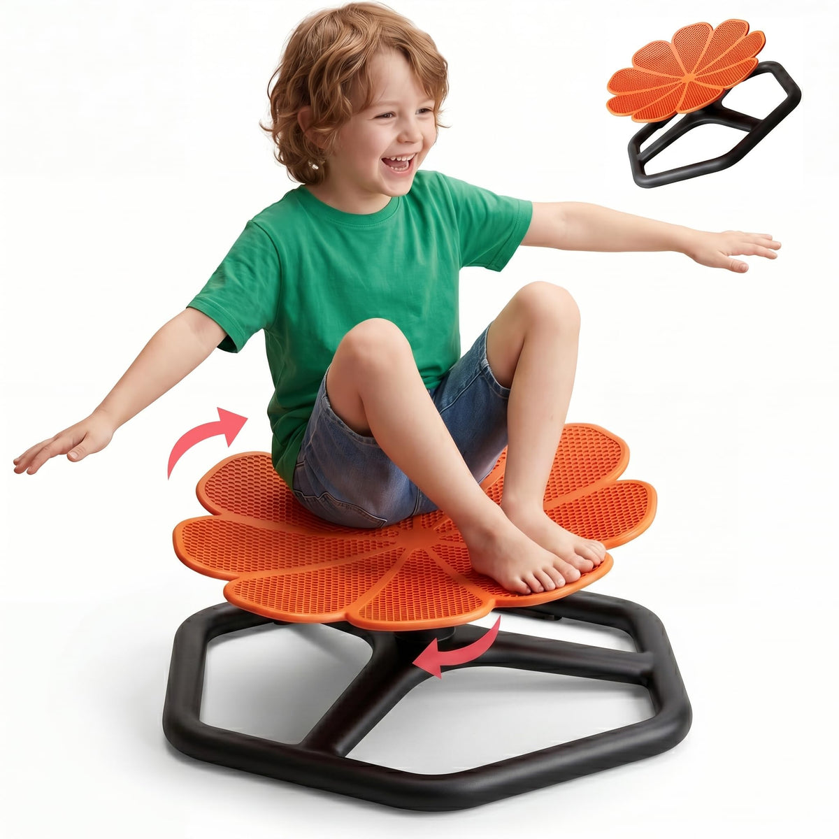 Spinning Chair for Autistic Kids,Sensory Swivel Chair, 220LBS Weight Capacity, Sensory Toy for ADHD & Autism 3-6 Years Children,Training Body Coordination, Metal Base Non-Slip Design (Red)