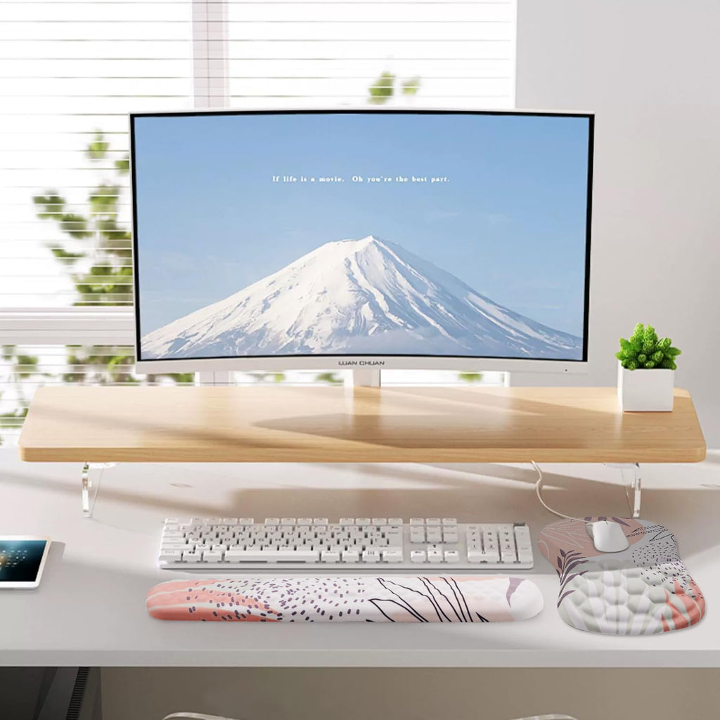 Ergonomic Mouse Pad with Wrist Support and Keyboard Wrist Rest Set | Memory Foam Wrist Cushion, Non-Slip PU Base, Massage Design, Relieves Wrist Pressure for Work, Gaming & Office Use