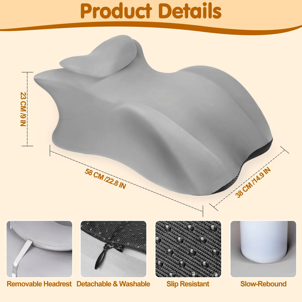 MYFAMIREA Memory Foam Ergonomic Wedge Pillow for Adults - Prone Pillow for Bed Sleeping, Reading, Memory Foam Ergonomic Cushion for Back Support, Sitting Up and Back Pain, with Removable Cover (Black)