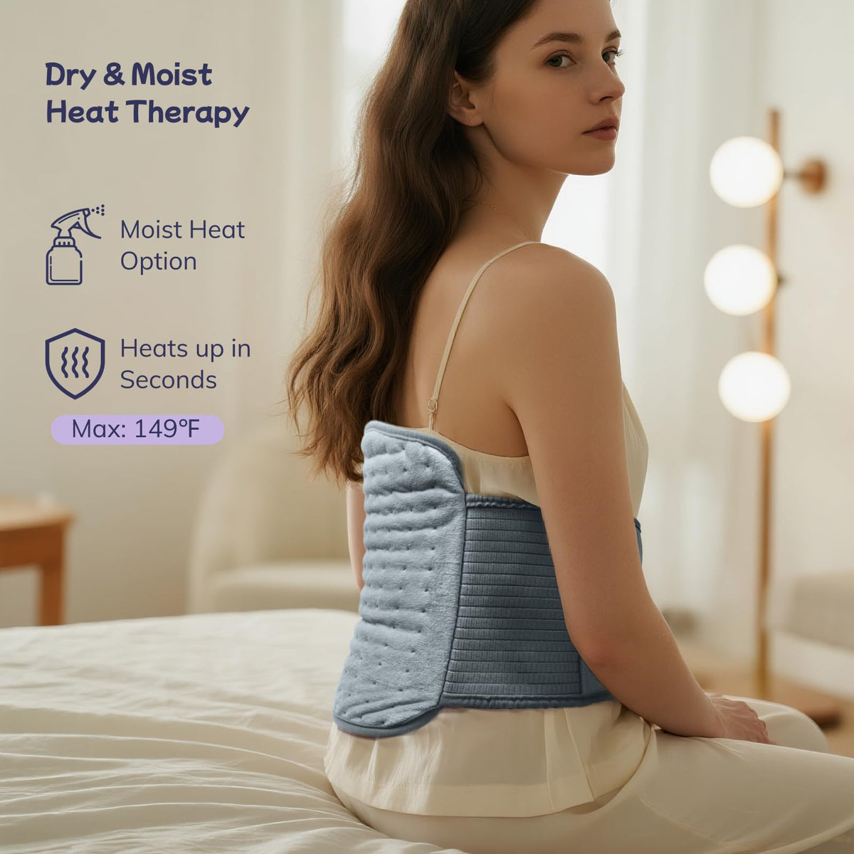 Heating Pad for Period Cramps, Upgraded Wrap Heating Pad for Back Pain Relief, Large 12''x 24''Heat Pad +26" Belt Adjustable 4 Timer 6 Heat Level Auto Shut Off, Christmas Birthday Gifts for Women Mom