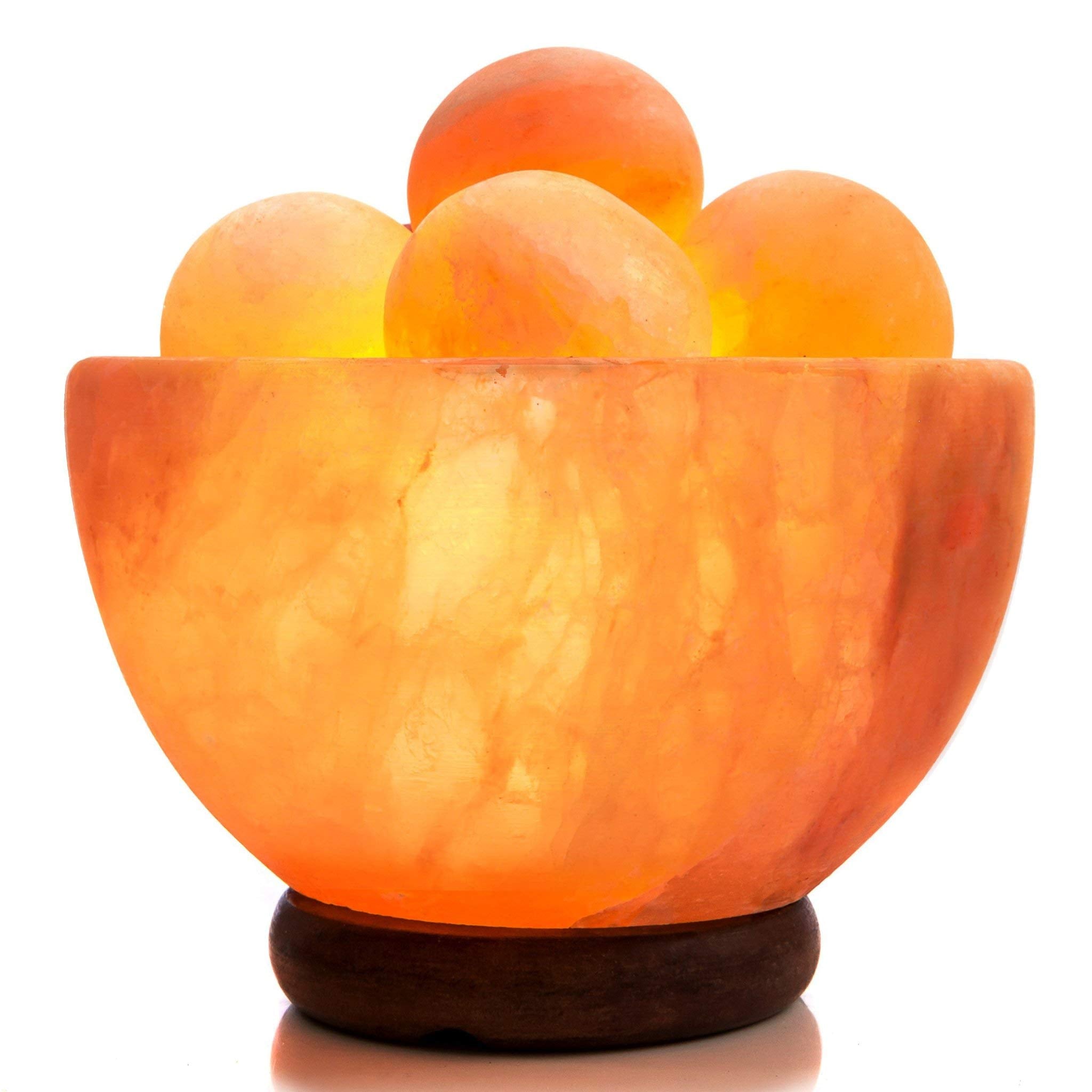 UMAID Himalayan Salt Lamp Bowl with 6 Himalayan Salt Massage Stones, Dimmable Pink Rock Salt Lamp for Bedroom, Office Desk & Meditation Room, Spa Decor, Relaxation Home Decor Gifts for Men & Women