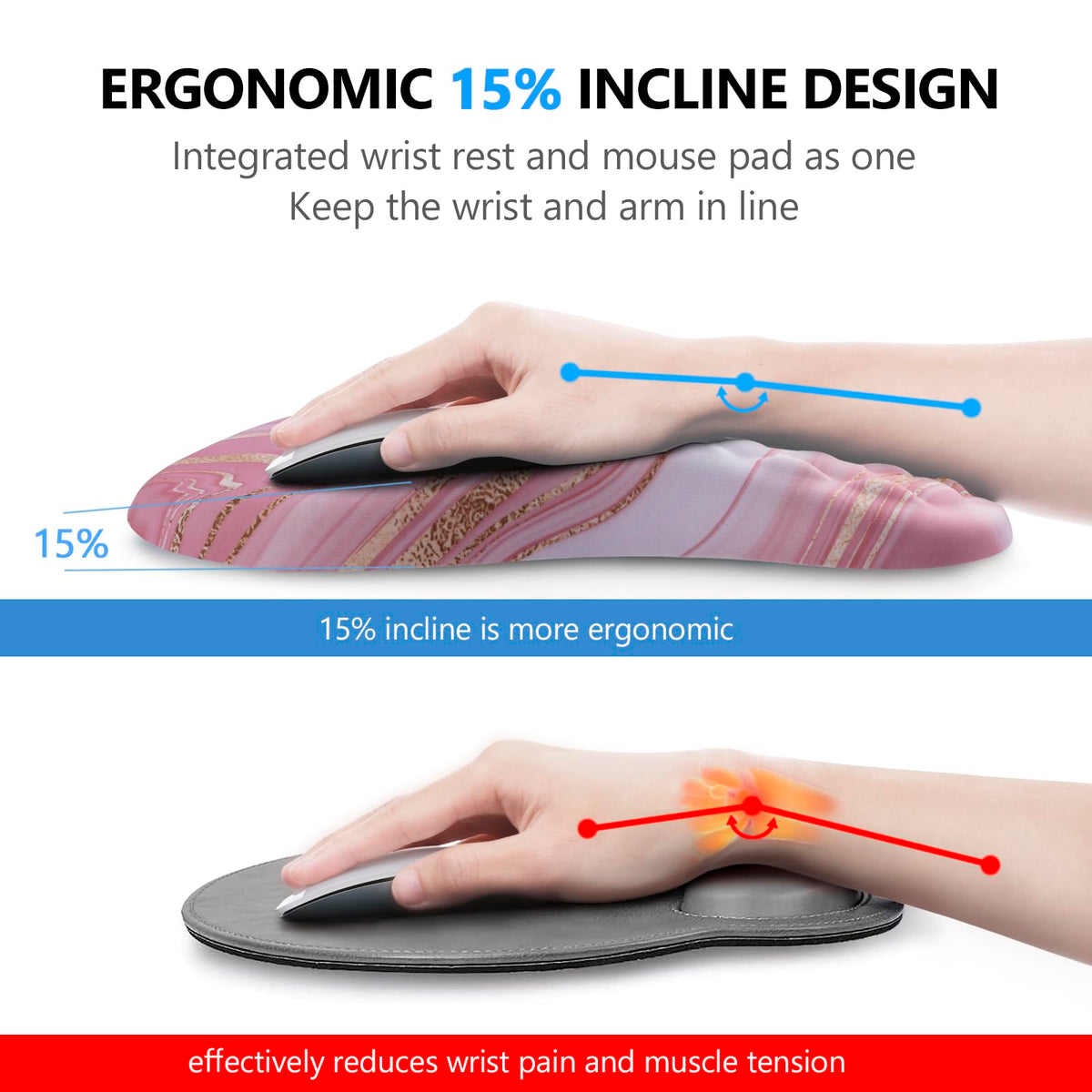 Ergonomic Mouse Pad with Wrist Support and Keyboard Wrist Rest Set | Memory Foam Wrist Cushion, Non-Slip PU Base, Massage Design, Relieves Wrist Pressure for Work, Gaming & Office Use
