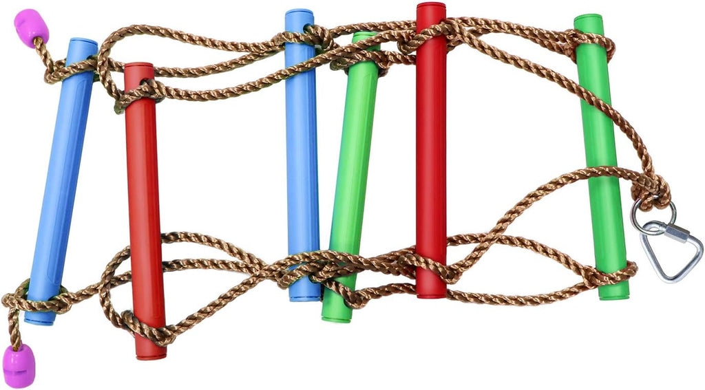 Rainbow Craft 6.6FT Climbing Rope Ninja Ladder for Kids - Kids Ninja Warrior Obstacle Course Accessories - Swing Rope Ladder