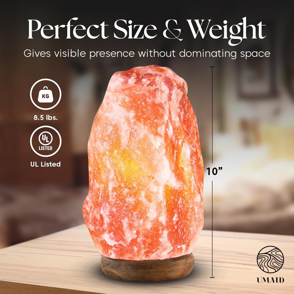 UMAID Himalayan Salt Lamp Bowl with 6 Himalayan Salt Massage Stones, Dimmable Pink Rock Salt Lamp for Bedroom, Office Desk & Meditation Room, Spa Decor, Relaxation Home Decor Gifts for Men & Women