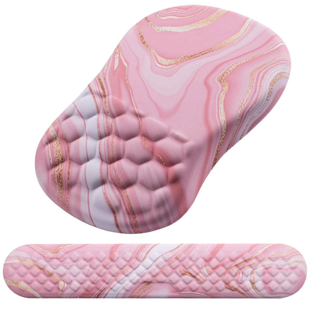 Ergonomic Mouse Pad with Wrist Support and Keyboard Wrist Rest Set | Memory Foam Wrist Cushion, Non-Slip PU Base, Massage Design, Relieves Wrist Pressure for Work, Gaming & Office Use