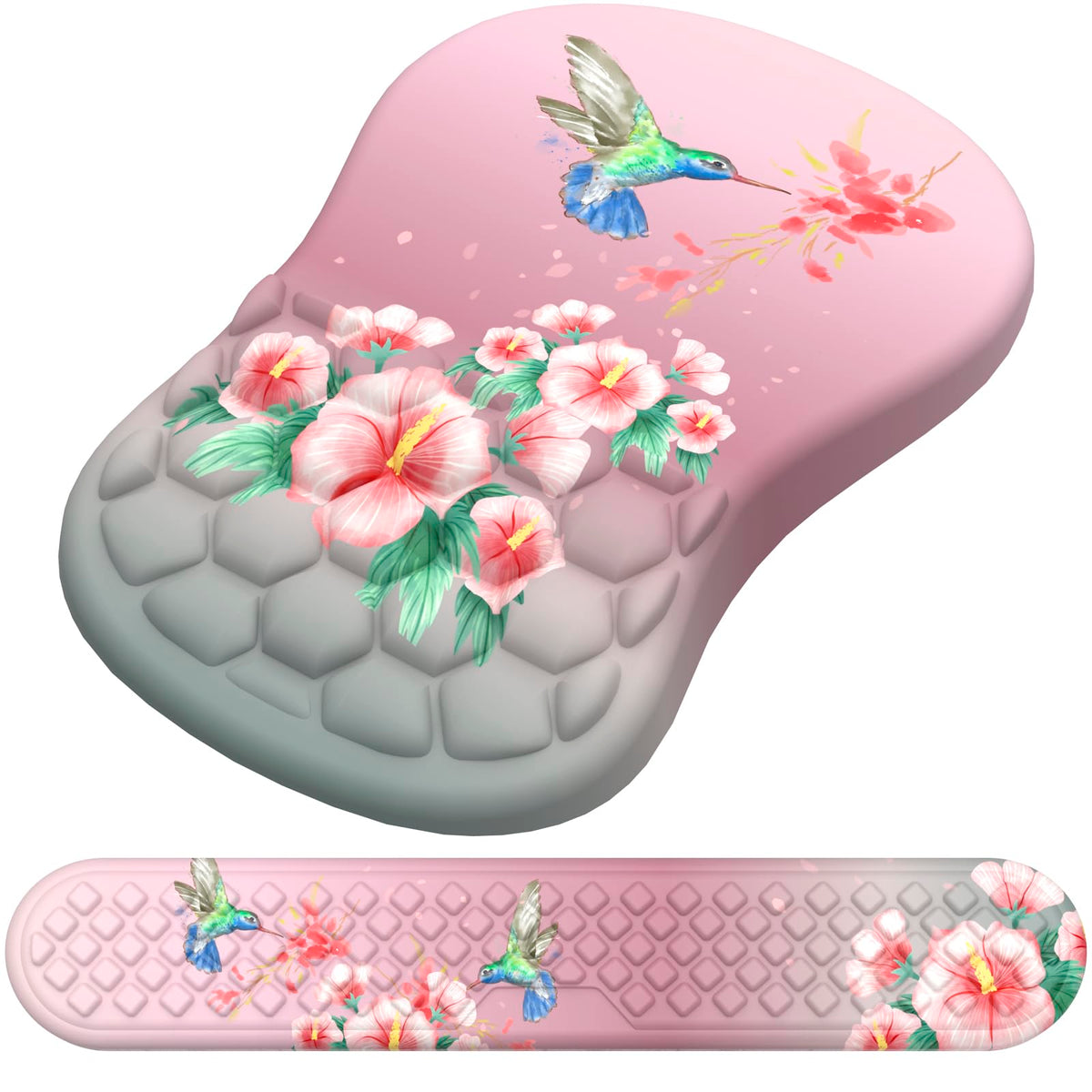 Ergonomic Mouse Pad with Wrist Support and Keyboard Wrist Rest Set | Memory Foam Wrist Cushion, Non-Slip PU Base, Massage Design, Relieves Wrist Pressure for Work, Gaming & Office Use