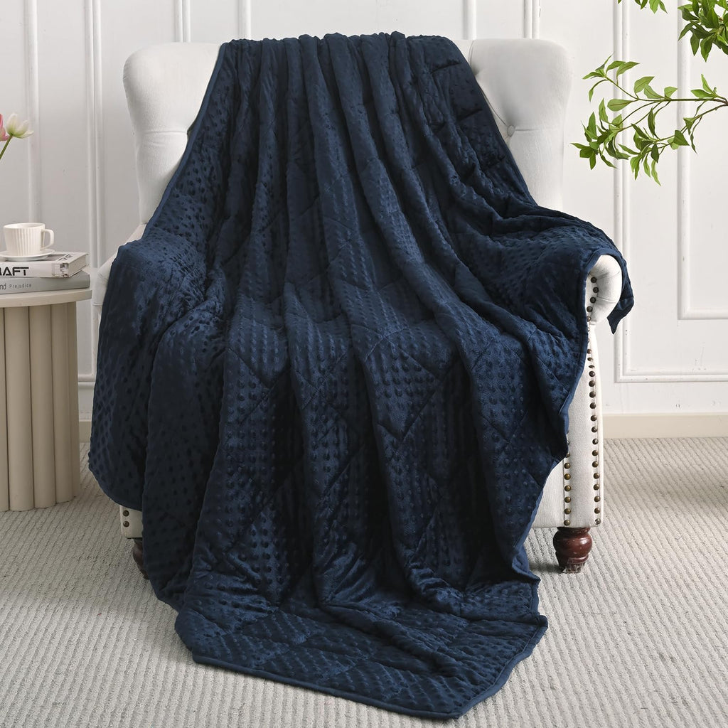 Mr. Sandman Weighted Blanket for Adults Queen Size 15 lbs, Soft Cooling Heavy Minky Blanket for Sleep, Washable Throw Blanket with Glass Beads, 60 x 80 Inches, Grey