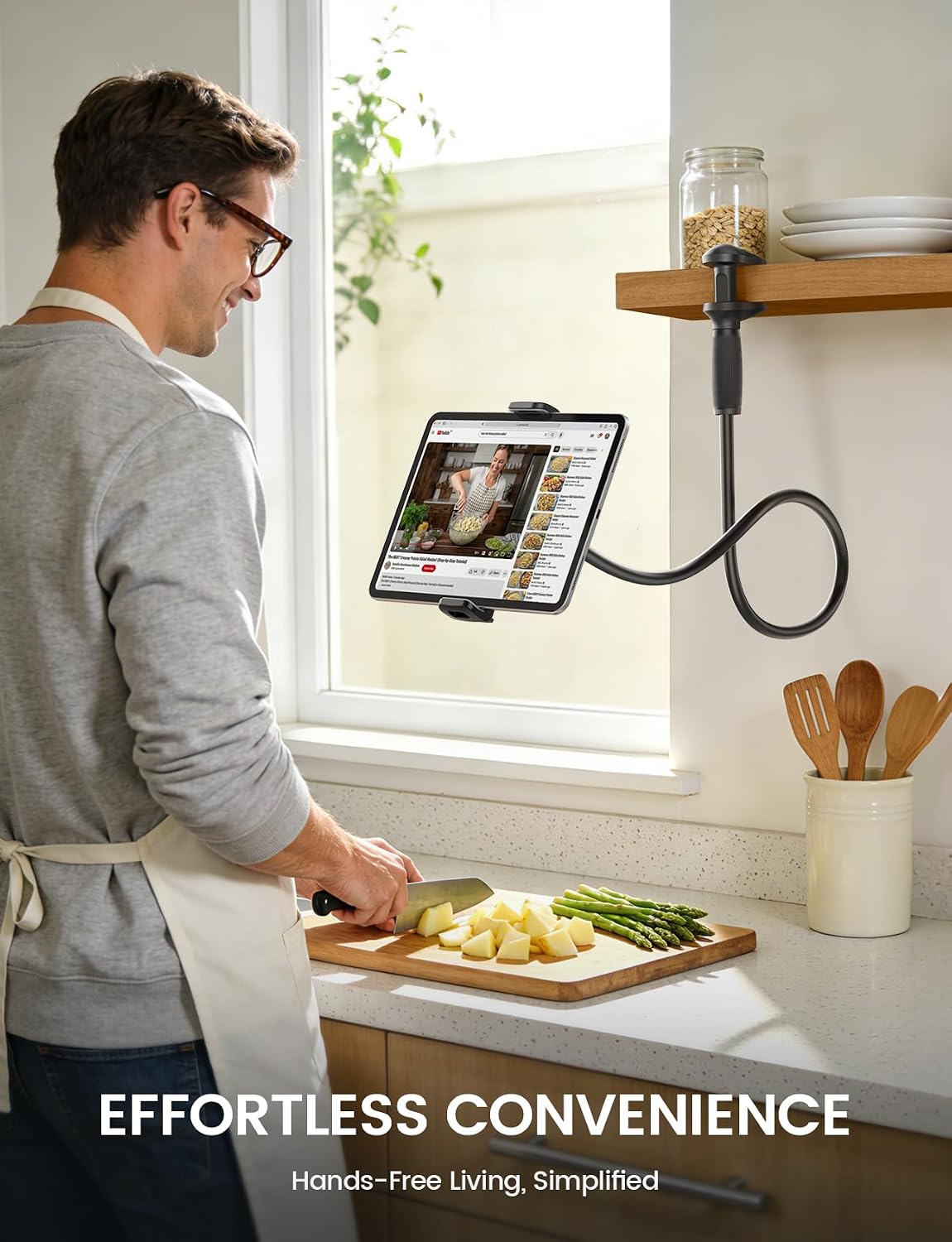Lamicall Gooseneck Tablet Holder for Bed, Unique Tapered Flexible Arm | Fully Adjustable, iPad Kindle Holder Stand for Reading in Bed, Tablet Mount for 4.7-13" iPad, Kindle, Switch, Galaxy, iPhone