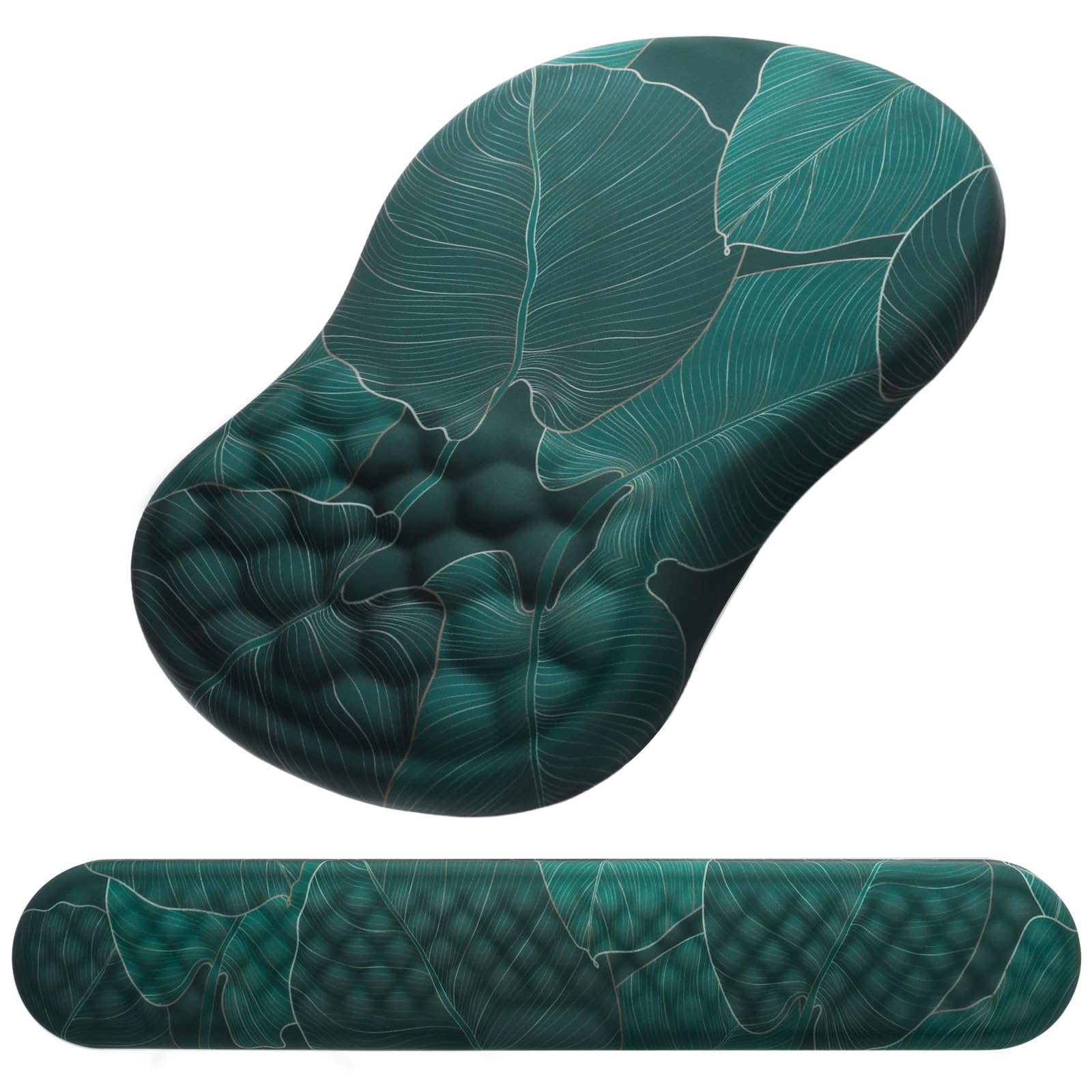 Ergonomic Mouse Pad with Wrist Support and Keyboard Wrist Rest Set | Memory Foam Wrist Cushion, Non-Slip PU Base, Massage Design, Relieves Wrist Pressure for Work, Gaming & Office Use