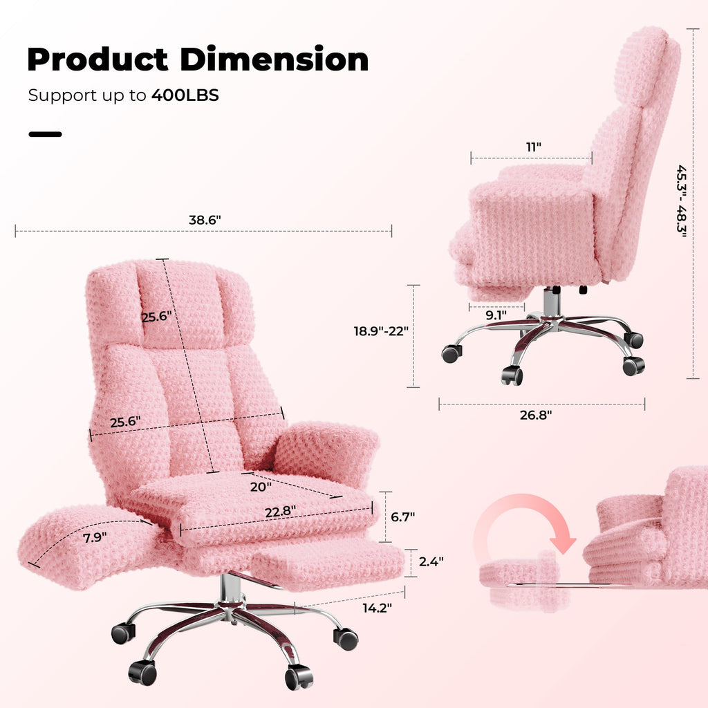 Big and Tall Office Chair, Flip Armrests for Pets & Cross Legged Sitting, Executive Ergonomic Computer Gaming Chair with Foot Rest, Premium Tech Fabric Wide Seat Reclining Desk Chair