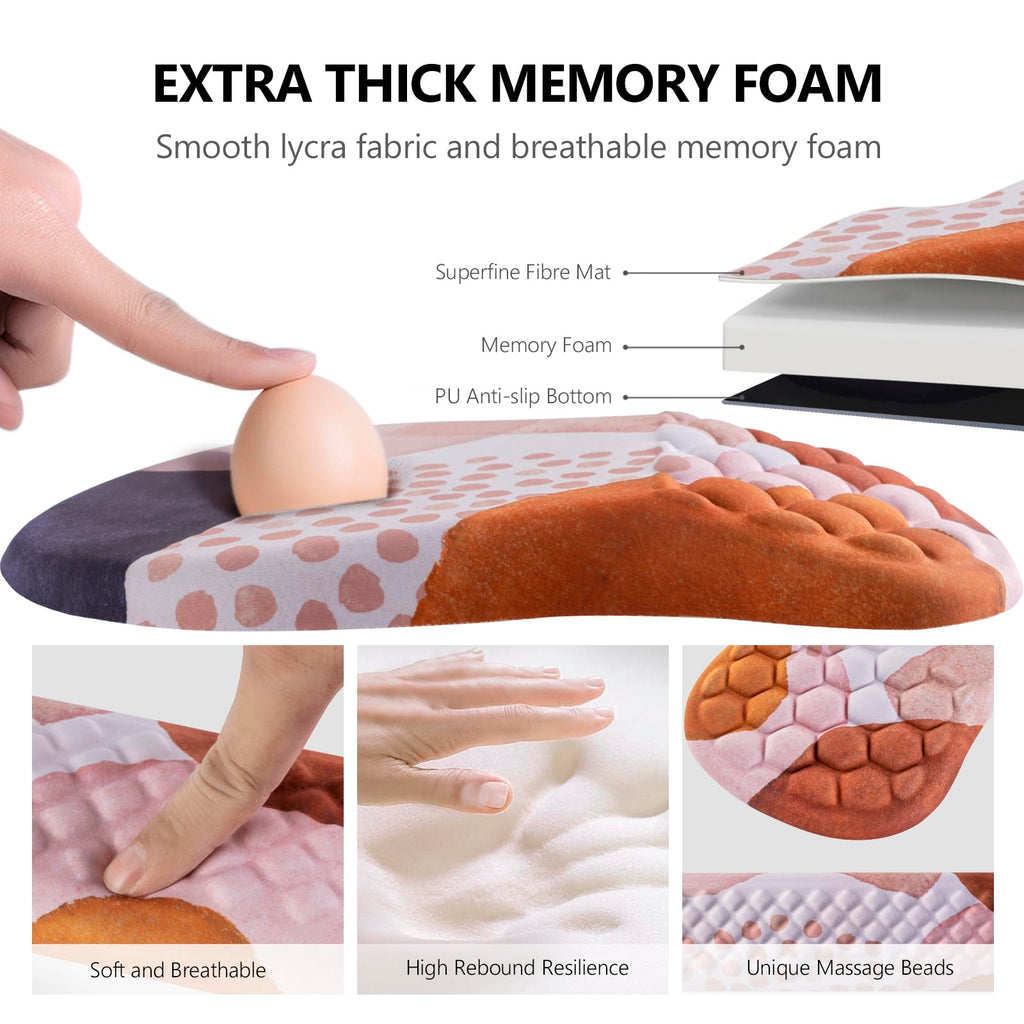 Ergonomic Mouse Pad with Wrist Support and Keyboard Wrist Rest Set | Memory Foam Wrist Cushion, Non-Slip PU Base, Massage Design, Relieves Wrist Pressure for Work, Gaming & Office Use
