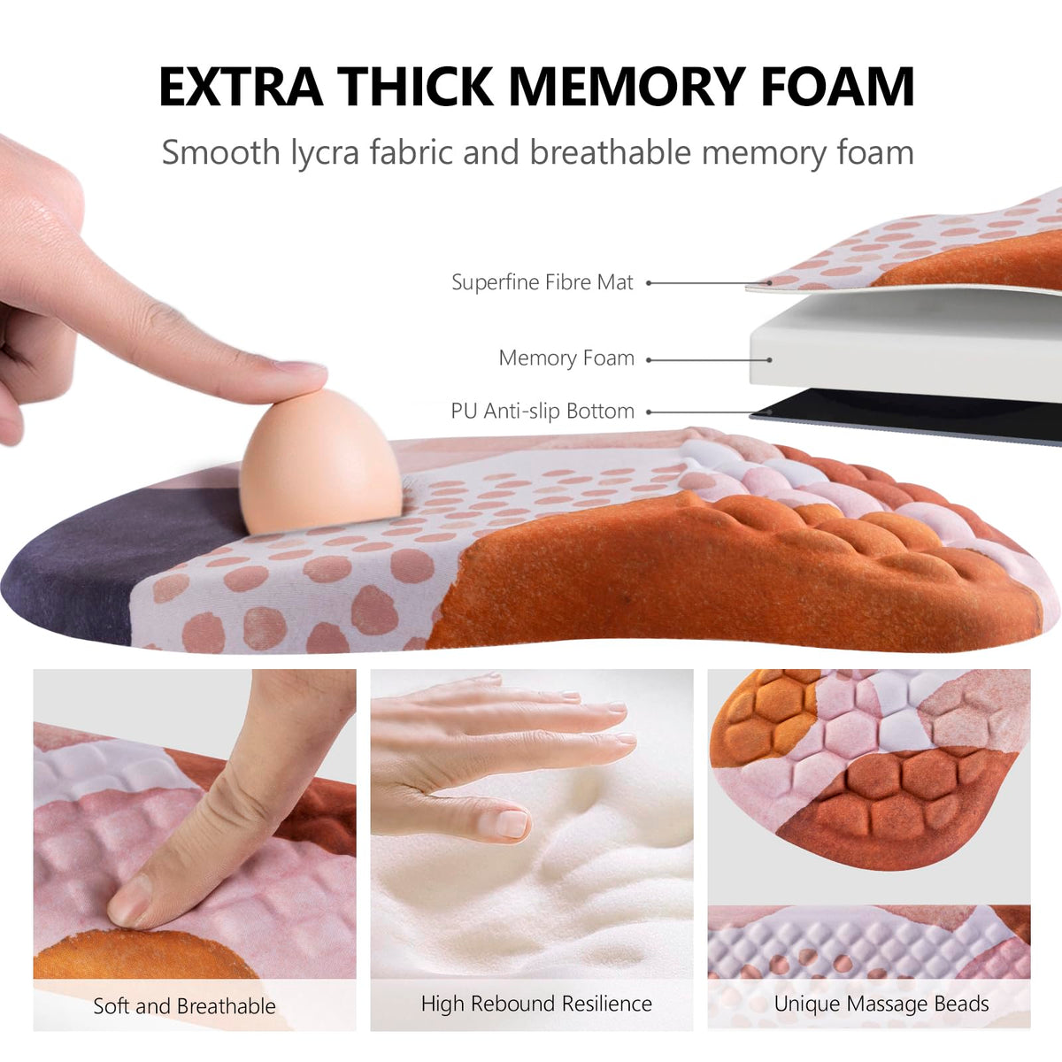 Ergonomic Mouse Pad with Wrist Support and Keyboard Wrist Rest Set | Memory Foam Wrist Cushion, Non-Slip PU Base, Massage Design, Relieves Wrist Pressure for Work, Gaming & Office Use