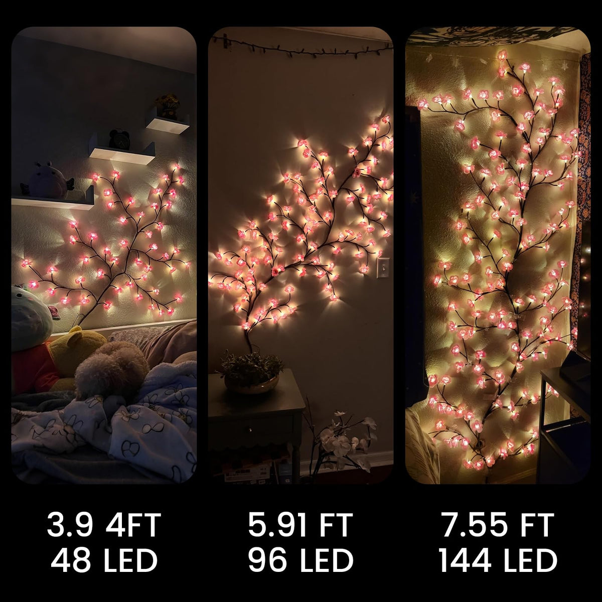 Cherry Blossom Lights with Remote, 8 Modes for Room Decor | Remote Control, 8 Lighting Modes, USB Powered, Timer Function, Bendable Branches, Indoor Cherry Blossom Tree Light