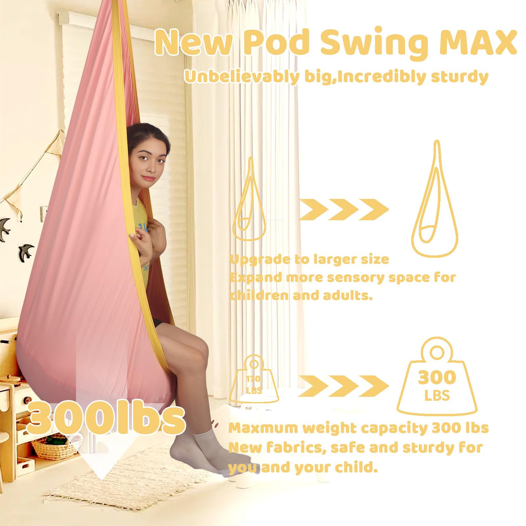 Sensory Pod Swing for Kids | Hammock Chair Seat, Inflatable Cushion, Includes Hardware Hanger Kit for Aspergers Autism ADHD