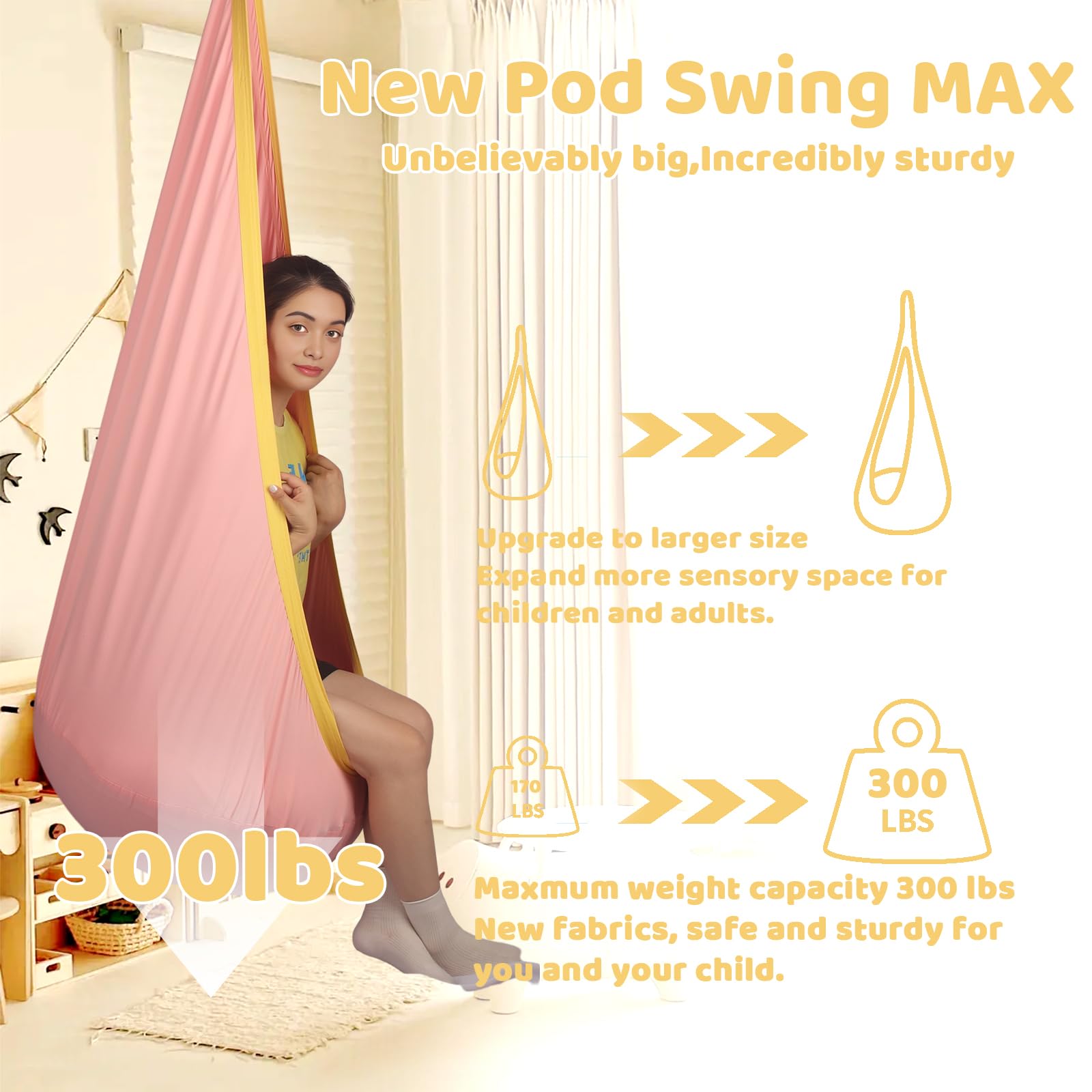 Sensory Pod Swing for Kids | Hammock Chair Seat, Inflatable Cushion, Includes Hardware Hanger Kit for Aspergers Autism ADHD