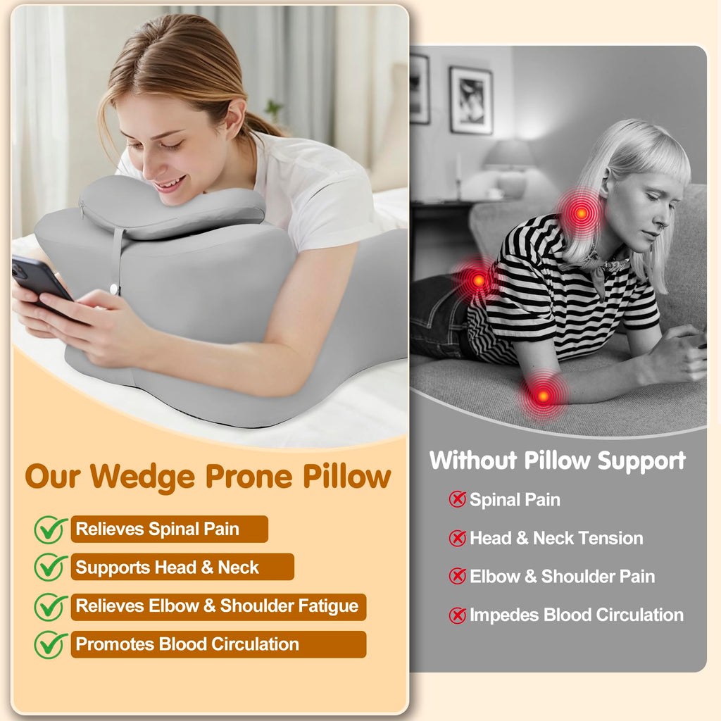 MYFAMIREA Memory Foam Ergonomic Wedge Pillow for Adults - Prone Pillow for Bed Sleeping, Reading, Memory Foam Ergonomic Cushion for Back Support, Sitting Up and Back Pain, with Removable Cover (Black)