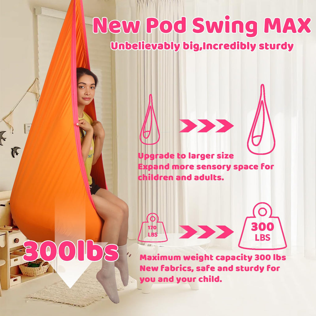 Sensory Pod Swing for Kids | Hammock Chair Seat, Inflatable Cushion, Includes Hardware Hanger Kit for Aspergers Autism ADHD