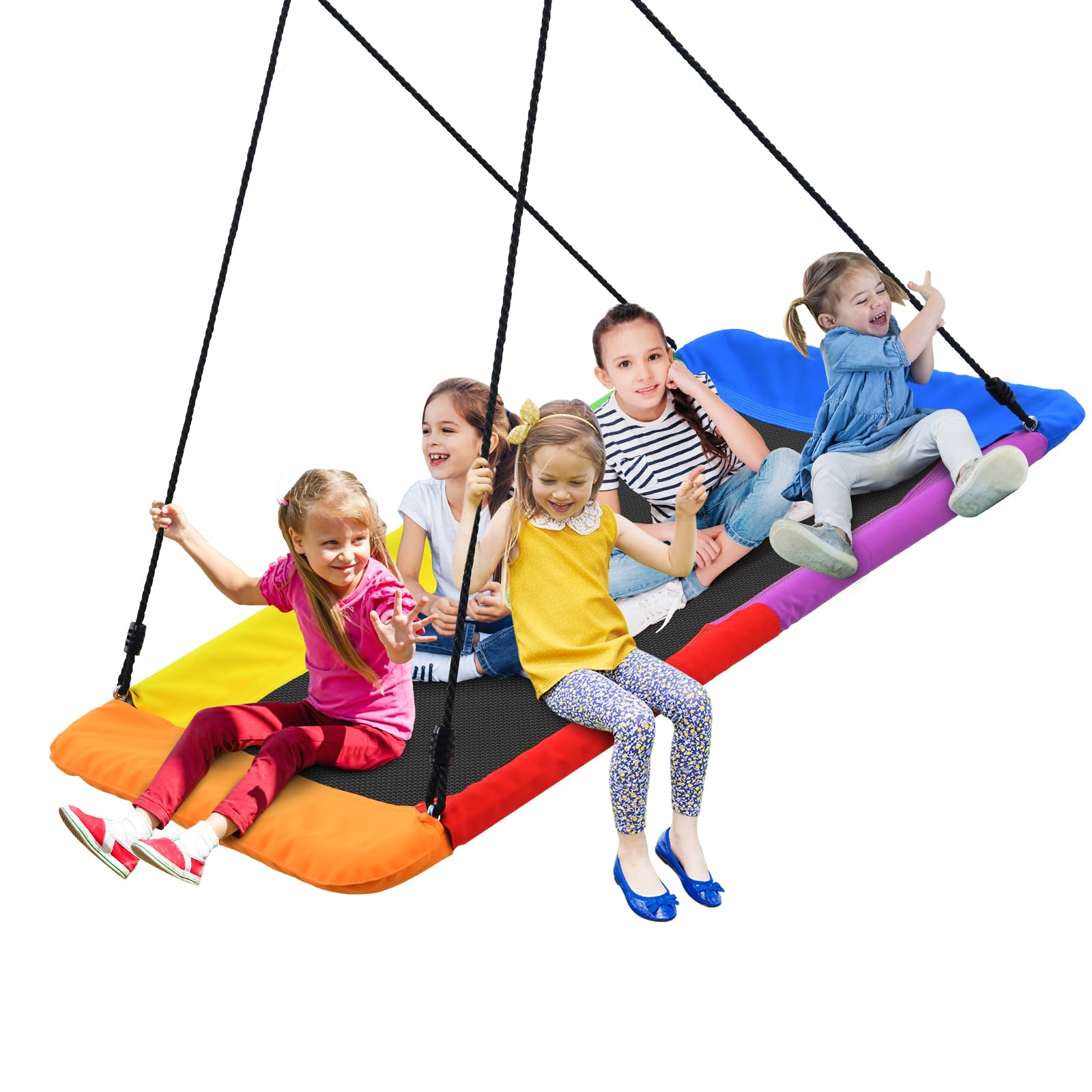Trekassy 60" Extra Large Rectangle Tree Swing - Heavy Duty 700lb Capacity, Waterproof Platform for Kids & Adults with Complete Installation Kit & 2 Tree Straps (Beige)