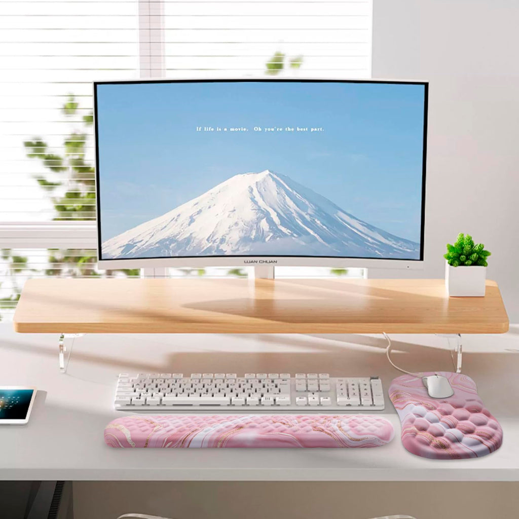 Ergonomic Mouse Pad with Wrist Support and Keyboard Wrist Rest Set | Memory Foam Wrist Cushion, Non-Slip PU Base, Massage Design, Relieves Wrist Pressure for Work, Gaming & Office Use