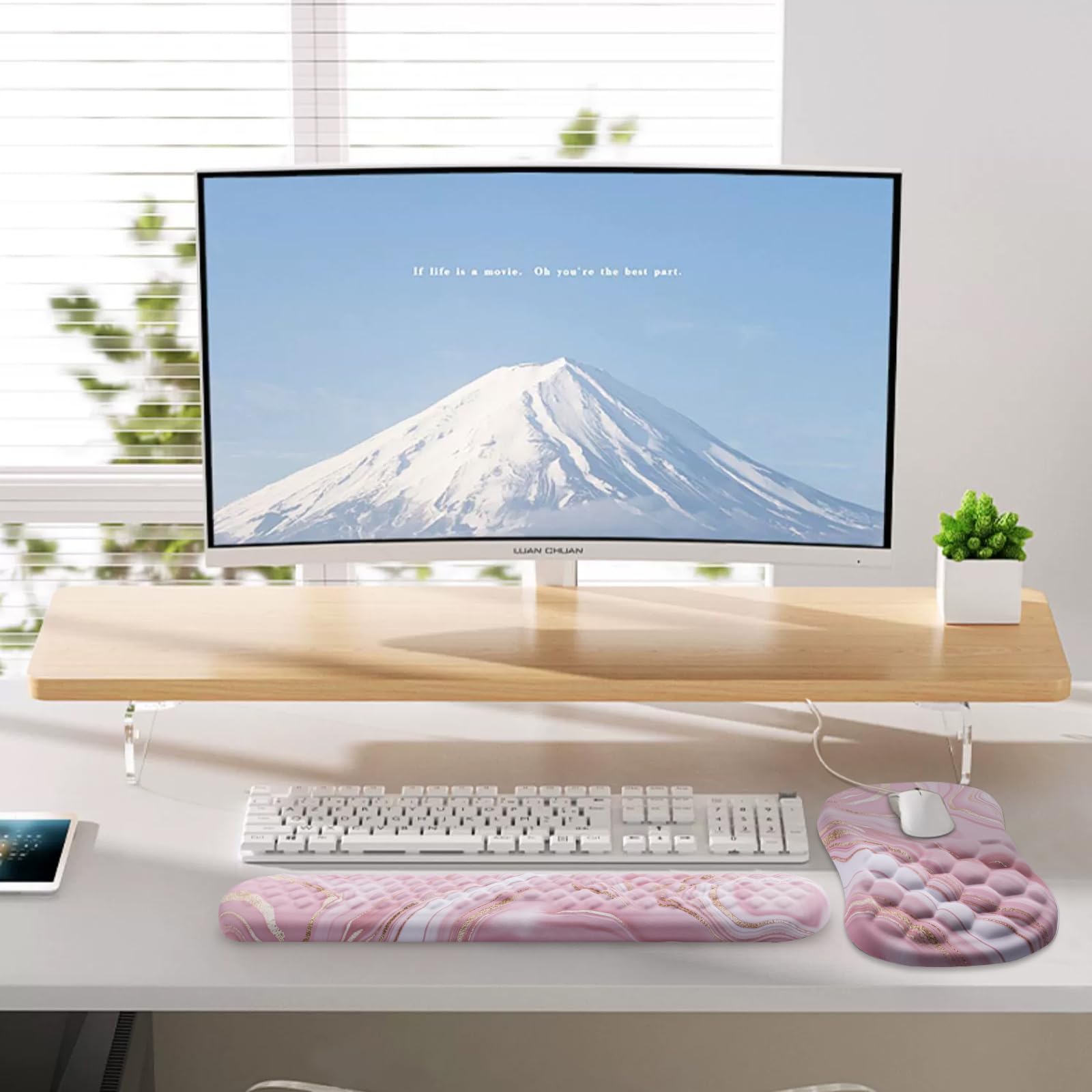 Ergonomic Mouse Pad with Wrist Support and Keyboard Wrist Rest Set | Memory Foam Wrist Cushion, Non-Slip PU Base, Massage Design, Relieves Wrist Pressure for Work, Gaming & Office Use