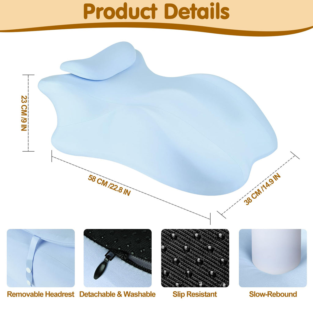 MYFAMIREA Memory Foam Ergonomic Wedge Pillow for Adults - Prone Pillow for Bed Sleeping, Reading, Memory Foam Ergonomic Cushion for Back Support, Sitting Up and Back Pain, with Removable Cover (Black)
