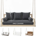 Twin Size Outdoor Daybed Swing Cushion Cover,Patio Porch Twin Mattress Bolster Pillow Fitted Sheet Cover Waterproof for Outdoor Hanging Porch Swing Bed (6, Dark Gray-White Piping)