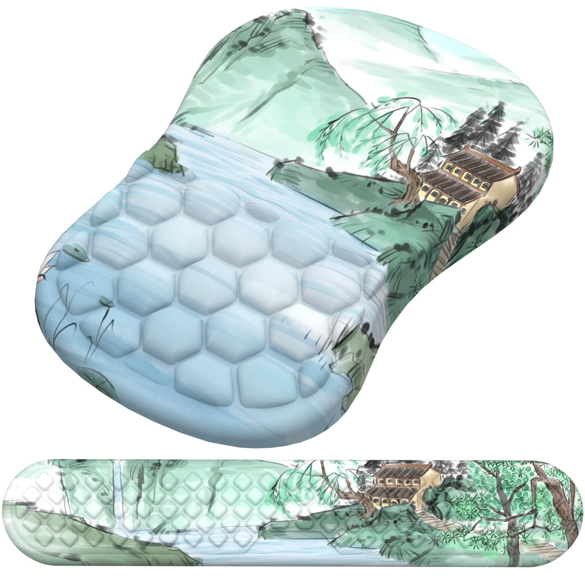 Ergonomic Mouse Pad with Wrist Support and Keyboard Wrist Rest Set | Memory Foam Wrist Cushion, Non-Slip PU Base, Massage Design, Relieves Wrist Pressure for Work, Gaming & Office Use