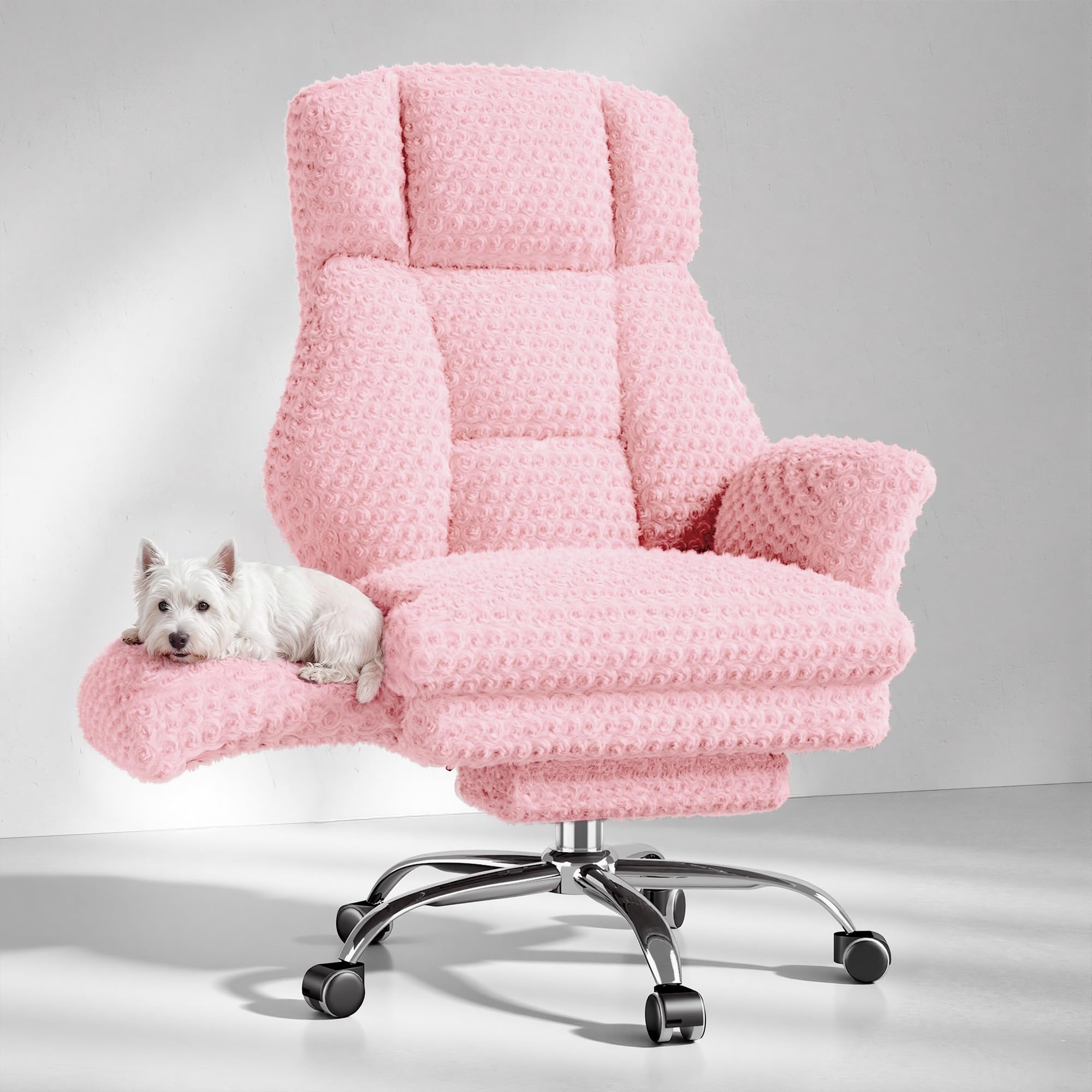 Big and Tall Office Chair, Flip Armrests for Pets & Cross Legged Sitting, Executive Ergonomic Computer Gaming Chair with Foot Rest, Premium Tech Fabric Wide Seat Reclining Desk Chair