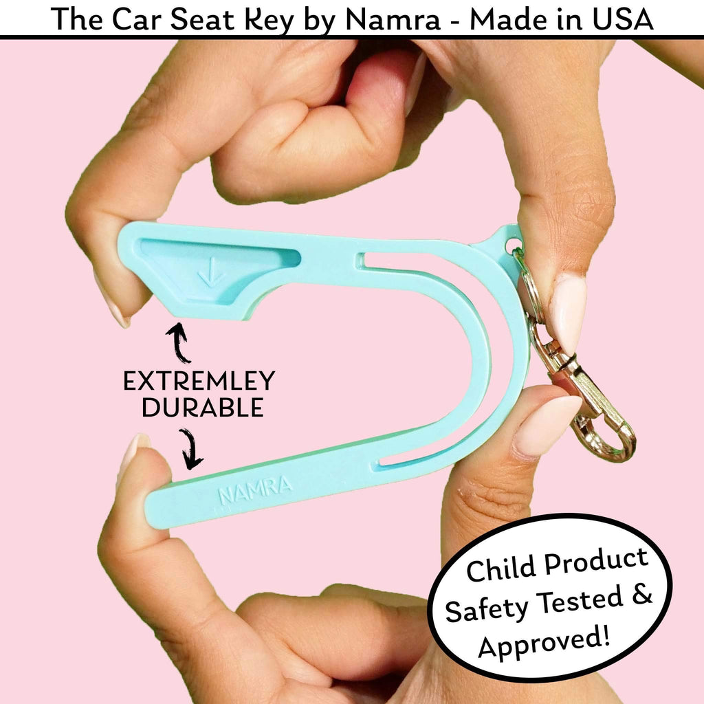The Car Seat Key - Original Car Seat Key Chain Buckle Release Tool - Easy Unbuckle Opener Aid for Nails, Parents, Grandparents & Older Children by NAMRA Made in USA (Black)