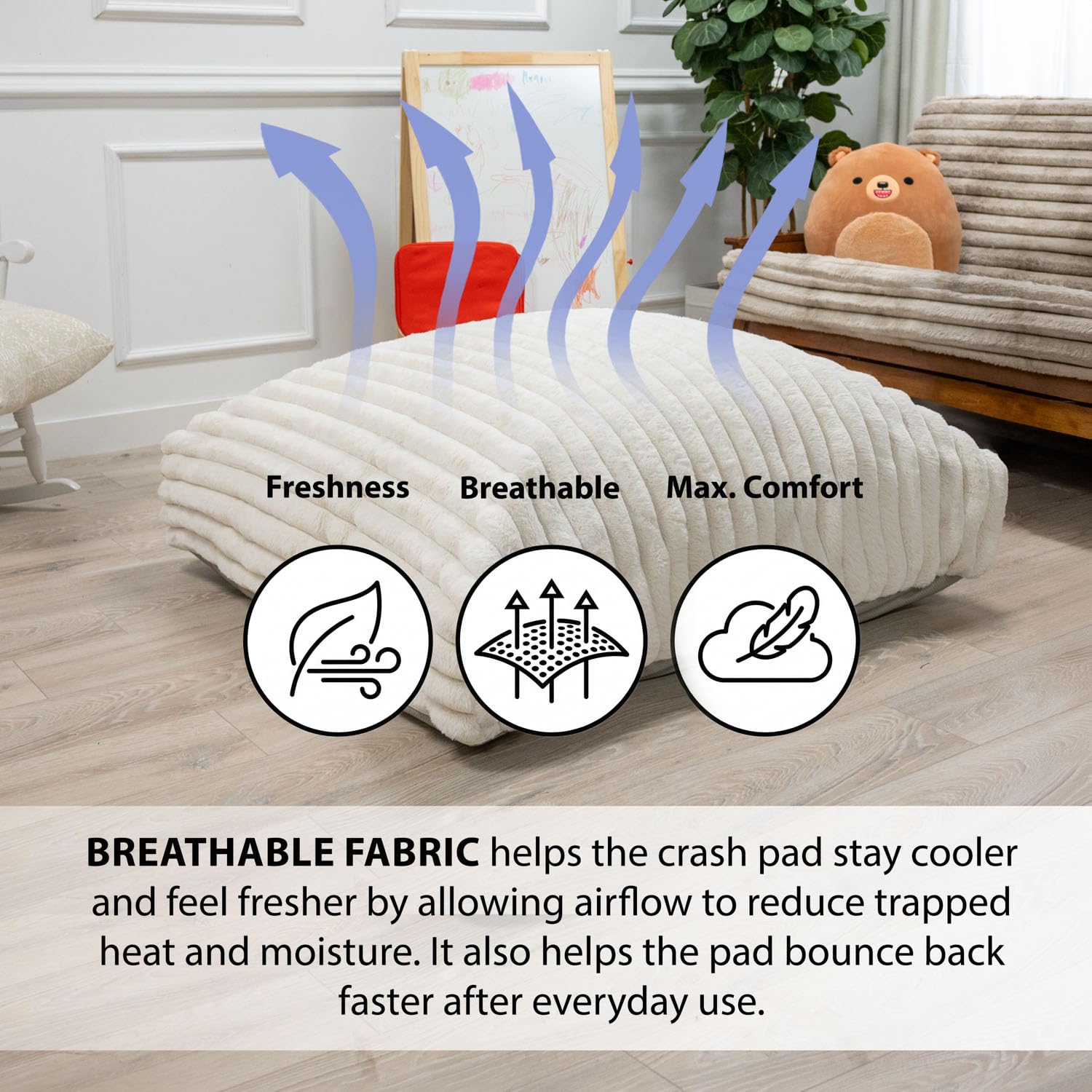 Matini Home Crash Pad - Sensory Pad with Cover Foam Blocks for Kids and Adults, Ideal Gymnastics Equipment to Jump, Play or Relax - Grey White 36" X 36"