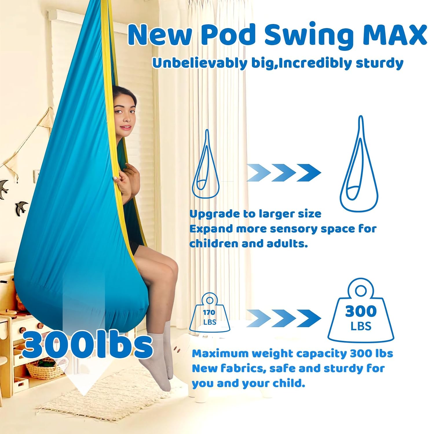Sensory Pod Swing for Kids | Hammock Chair Seat, Inflatable Cushion, Includes Hardware Hanger Kit for Aspergers Autism ADHD