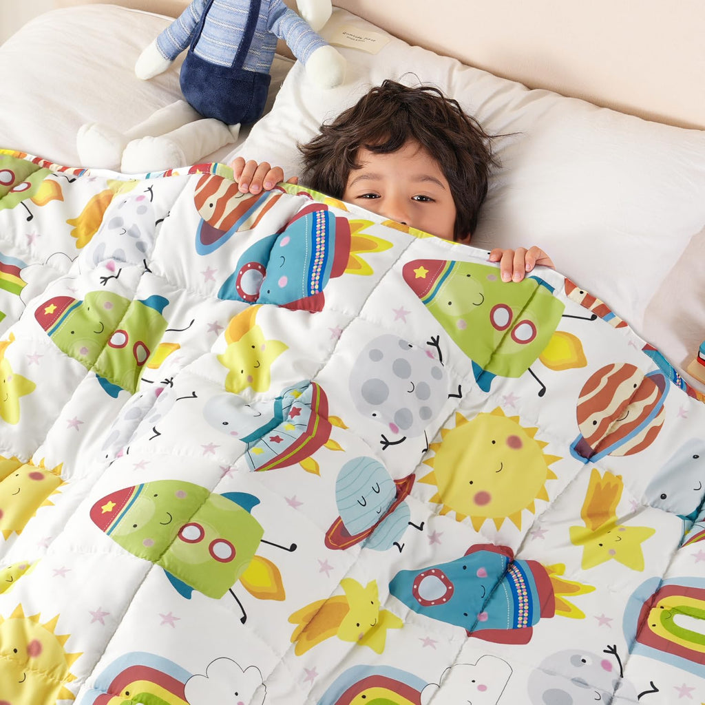 Sivio Weighted Blanket 5lbs, Blue Dinosaur Cooling Weighted Lap Blanket, Breathable Heavy Throw Blankets for Sleeping, Washable, 36"x48"