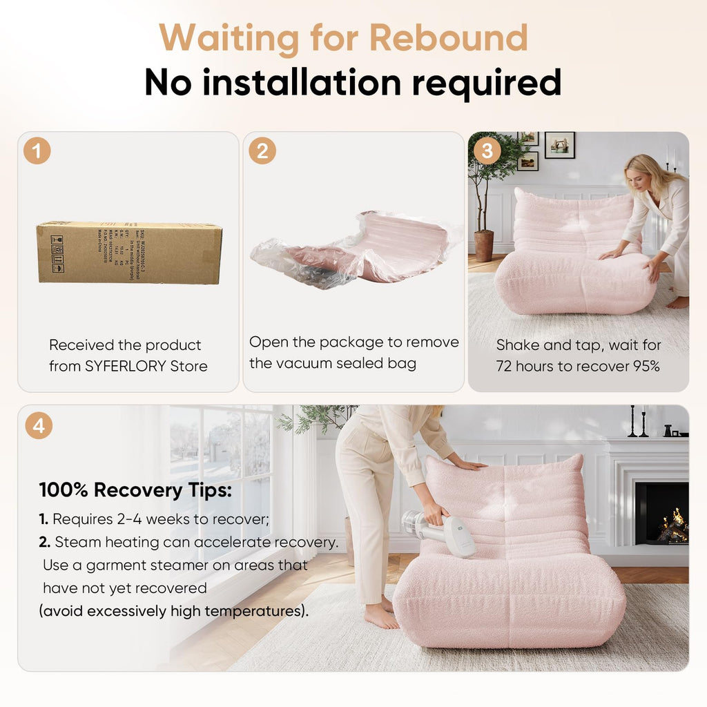 Adults Bean Bag Chairs Lazy Floor Sofa Togo Couch Comfy Memory Foam Reading Chair Teddy Fleece BeanBag for Living Room Bedroom Dorm Office Gaming Room, Green, 1 Seater