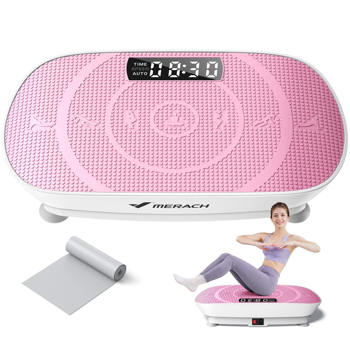 MERACH Vibration Plate Exercise Machine, Whole Body Workout Equipment for Women, Bluetooth and Silicone Pedal, Vibration Plate with Auto Mode, Vibrate Fitness Platform for Home