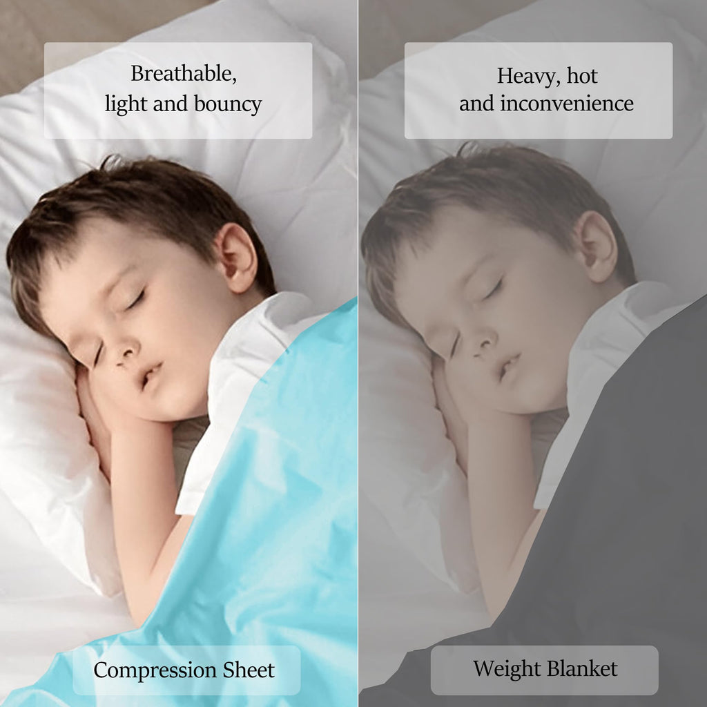 Sensory Bed Sheet for Deep Pressure Therapy – Spandex Bed Sheet – Sensory Compression Blanket for ADHD, Autism – Breathable & Hypoallergenic, Blue, Twin Size
