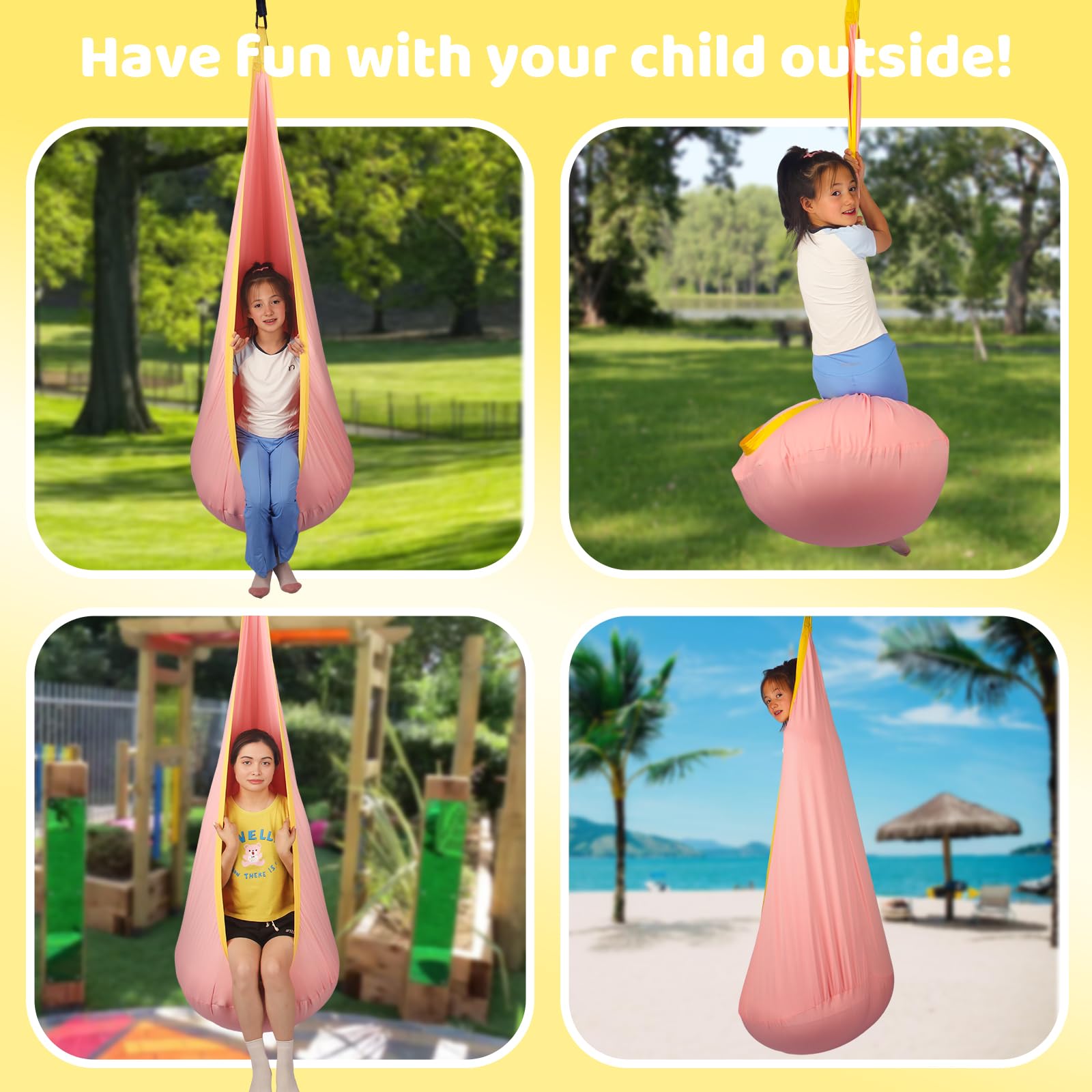 Sensory Pod Swing for Kids | Hammock Chair Seat, Inflatable Cushion, Includes Hardware Hanger Kit for Aspergers Autism ADHD