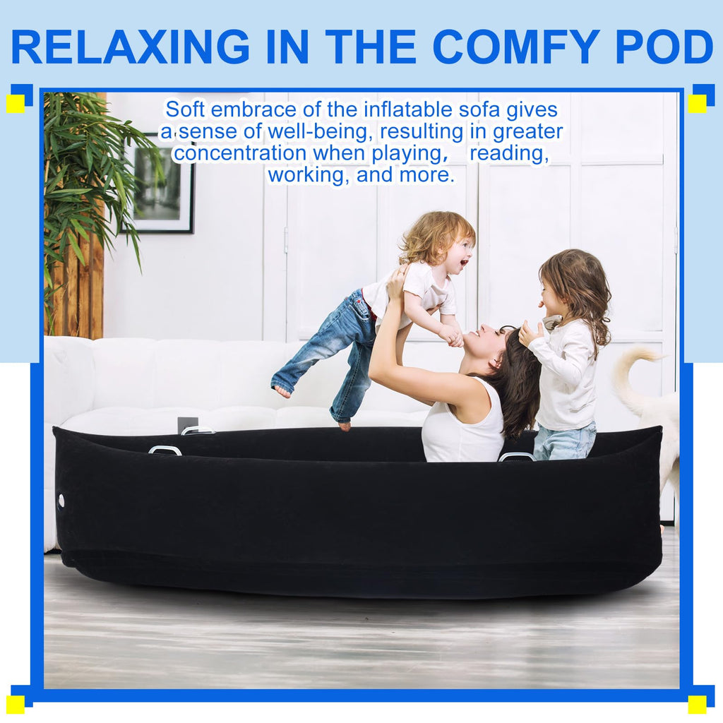 Namalu Extra Large 80/60inch Comfy Peapod Sensory Chair for Kids Gift for Reading Corner Inflatable Classroom Furniture Sensory Toys for Kids Children with Autism(Gray,80 Inch)