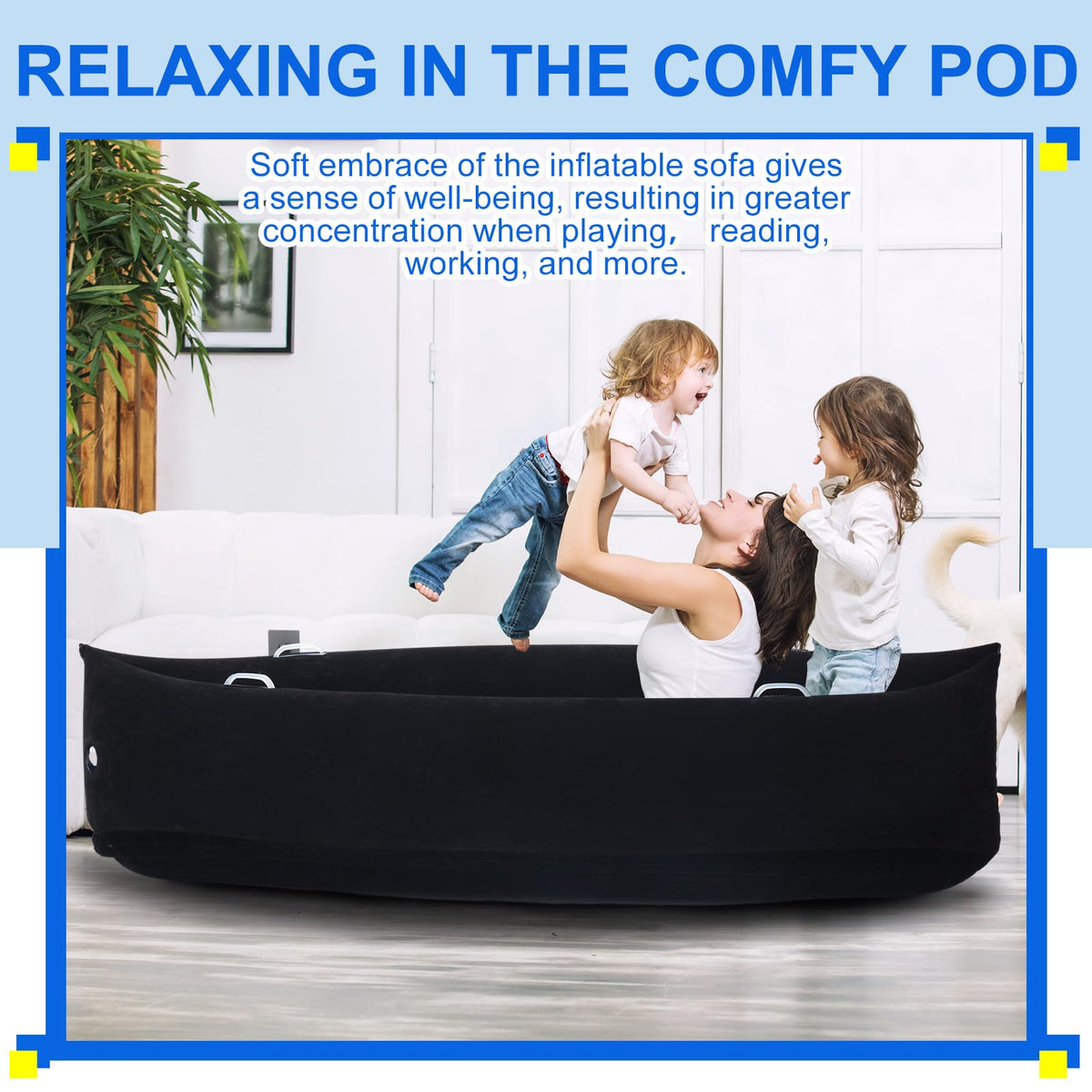 Namalu Extra Large 80/60inch Comfy Peapod Sensory Chair for Kids Gift for Reading Corner Inflatable Classroom Furniture Sensory Toys for Kids Children with Autism(Gray,80 Inch)