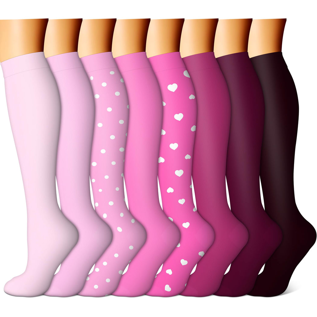FEYHAY Copper Compression Socks (8 Pairs) 15-20 mmHg Circulation is Best Athletic & Daily for Men & Women, Running, Climbing